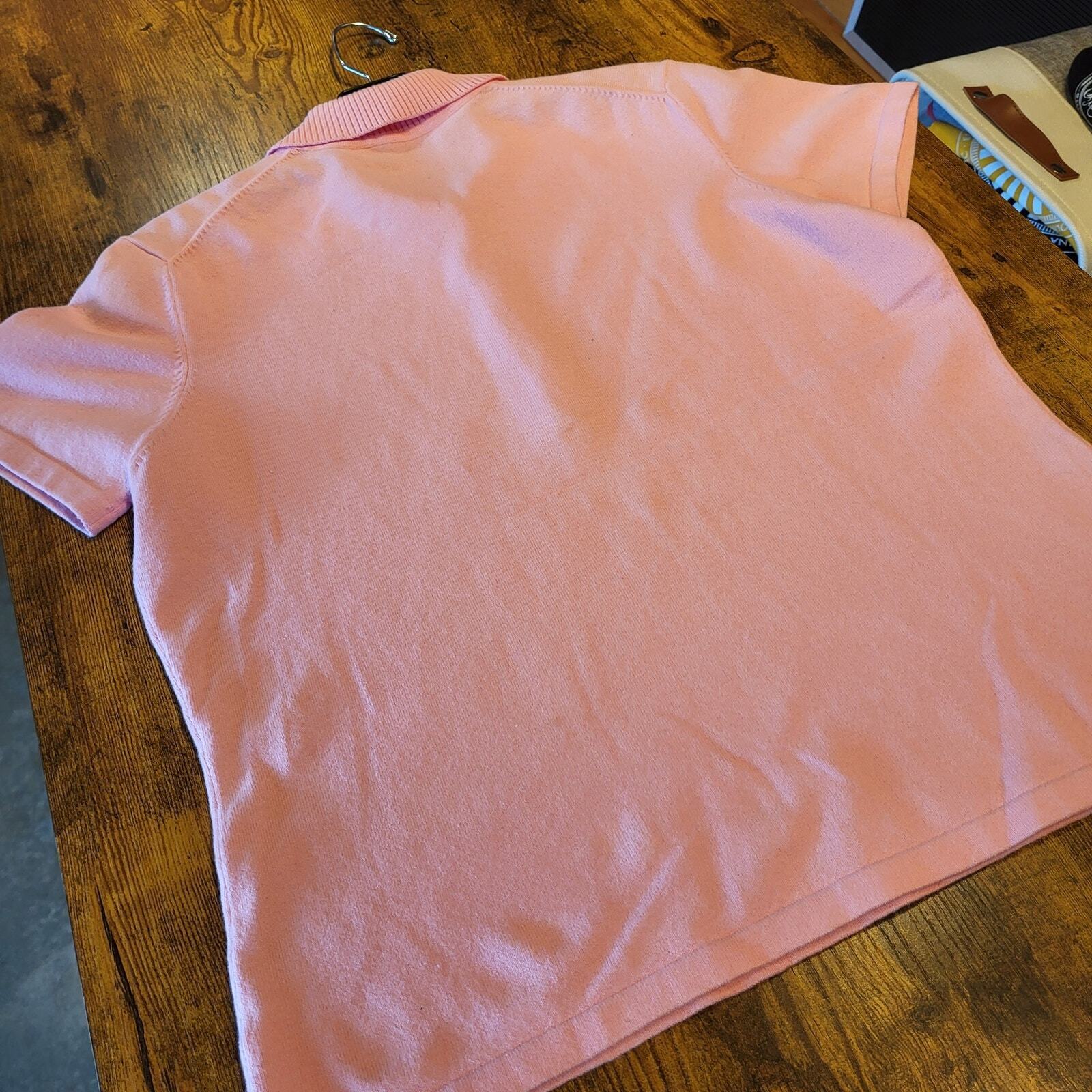 Lilly Pulitzer Pink Cotton Golf Polo Size Medium Collared Stretch Button 19" P2P