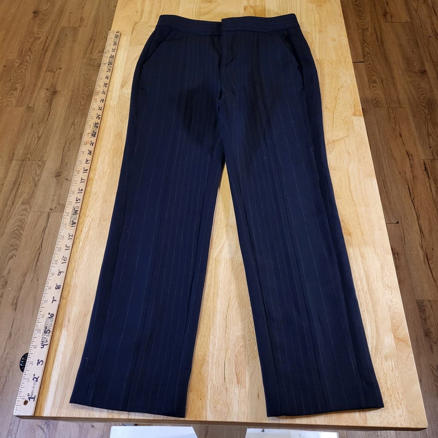 Joie Blue Pinstripe Straight Leg Flat Front 26" inseam 14" Rise size 4