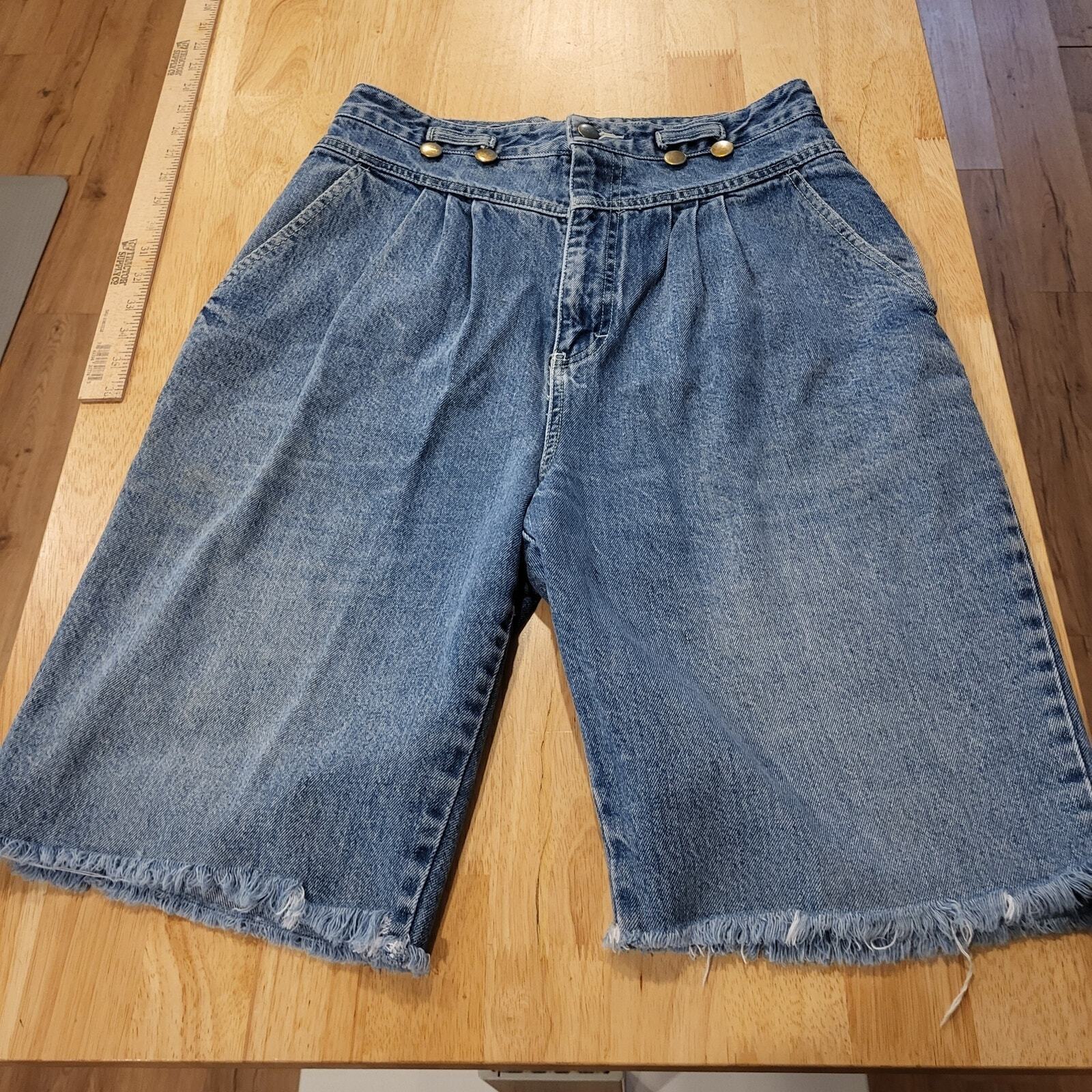 Vintage Fabrizio Sportwear 90's Denim Yoke Jean Shorts Cutoff Suspender Button