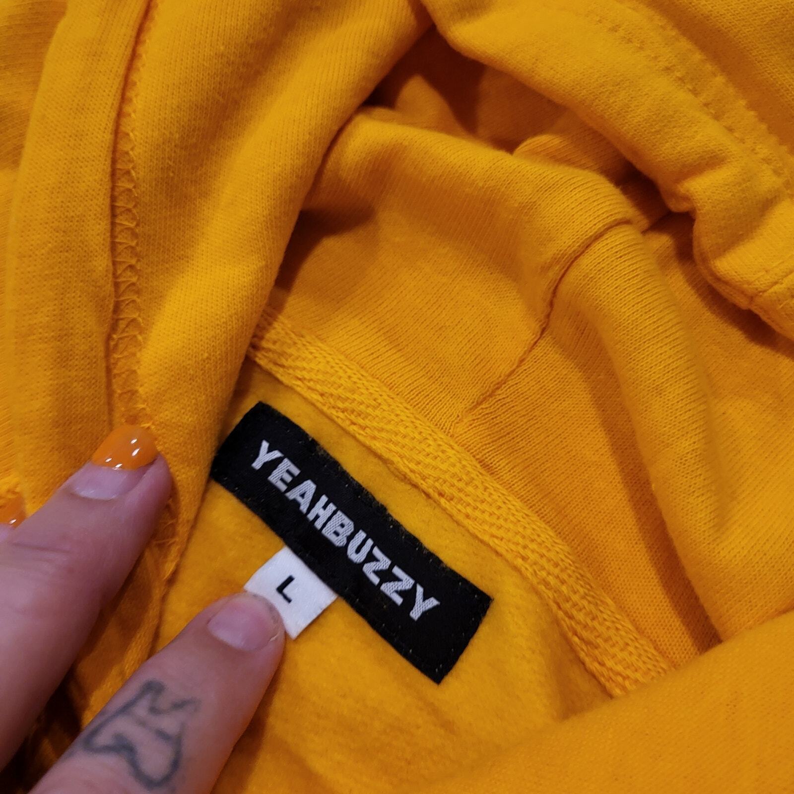 Yellow Surrender to the Flow Flower Man Hoodie Large  24" Pit2pit