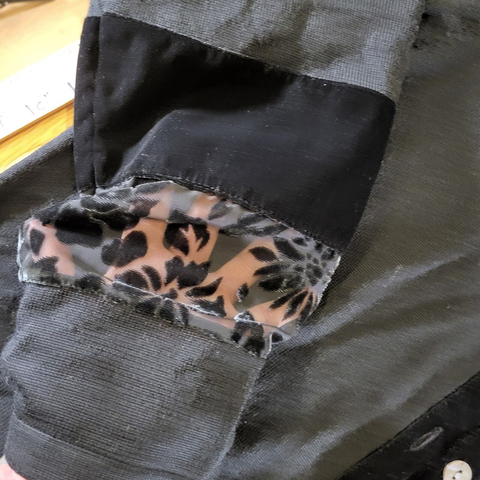Susan Bristol Wool Blend Collard Black Lace Burnout Floral Button XL 