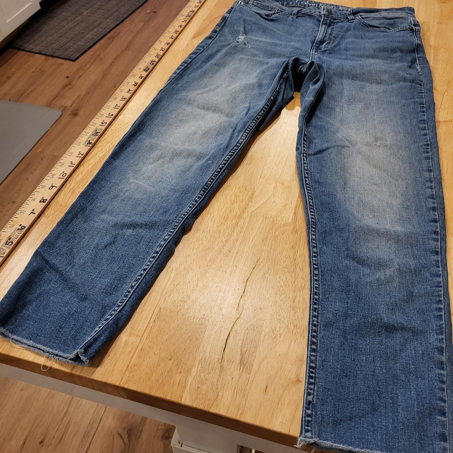 Calvin Cropped Skinny Stretch Denim Jeans 10  Hi Waist 26" Inseam