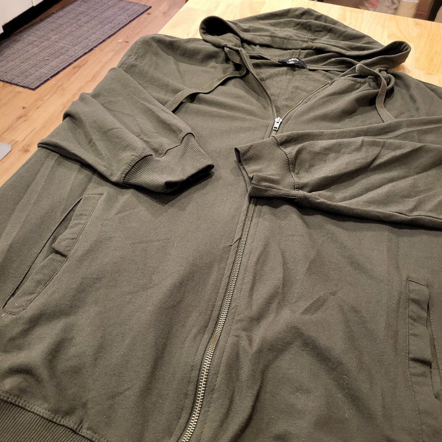 Ellos Hunter Green 3X Long Zip Front Hoodie Super Soft & Stretchy 34" Pit to Pit