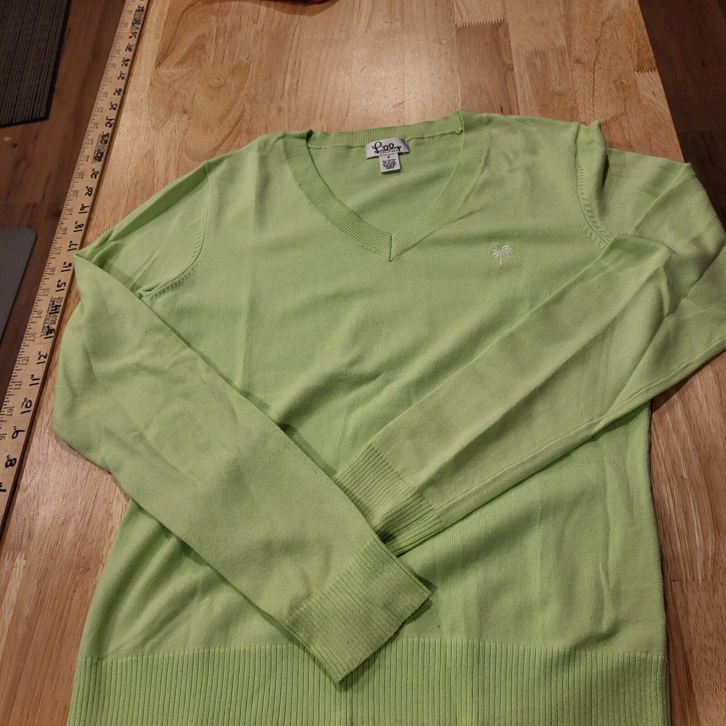 Lilly Pulitzer Lot of 2 Pink & Green Cotton Blend V Small Neck Sweaters 