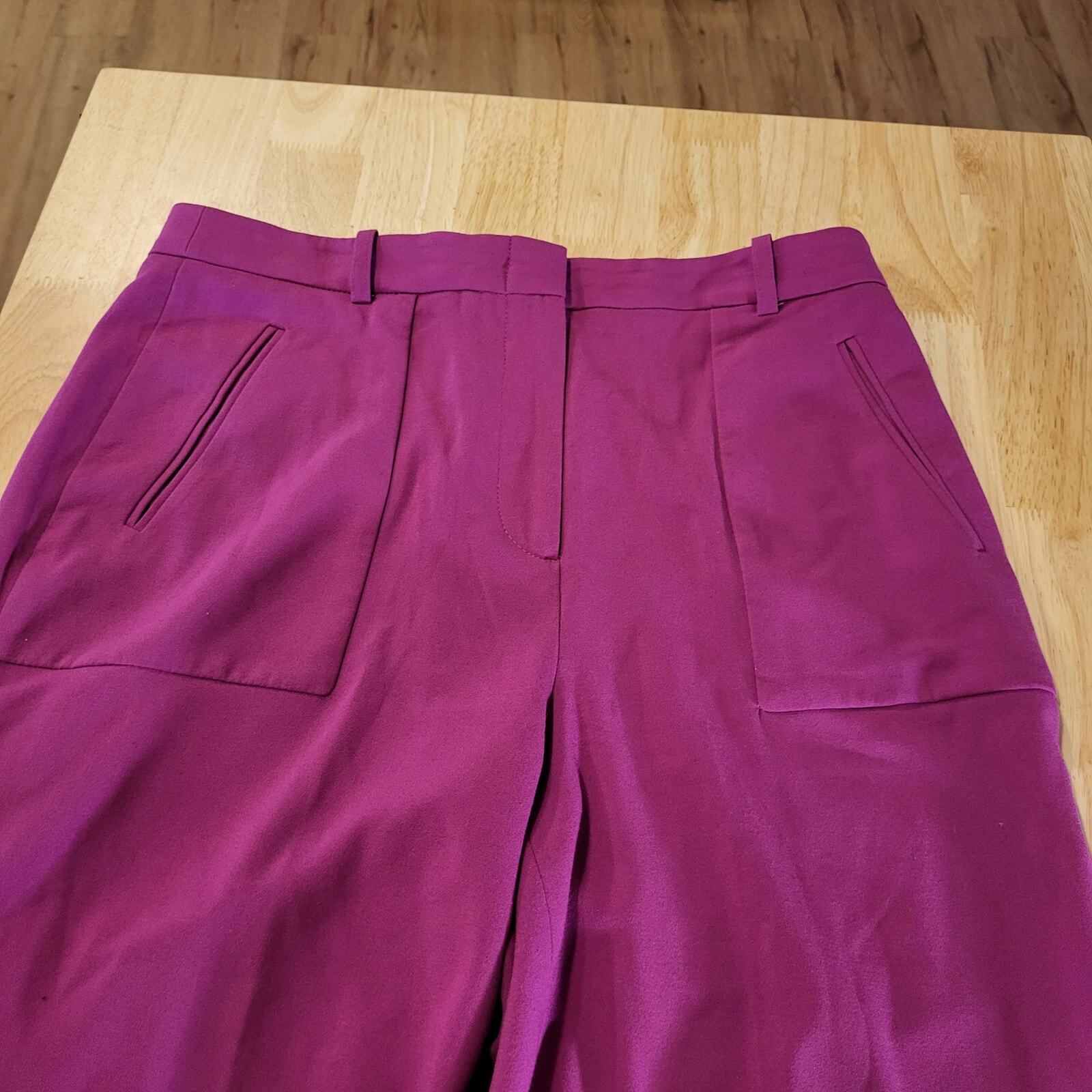 BCBGMAXAZRIA Medium Pink Wide Leg Flat Front Trouser Pants Pockets 