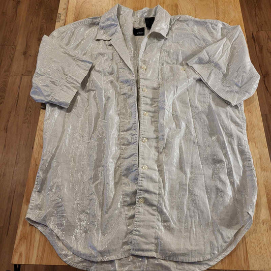 Vintage Liz Wear short sleeve silver metallic collared button down