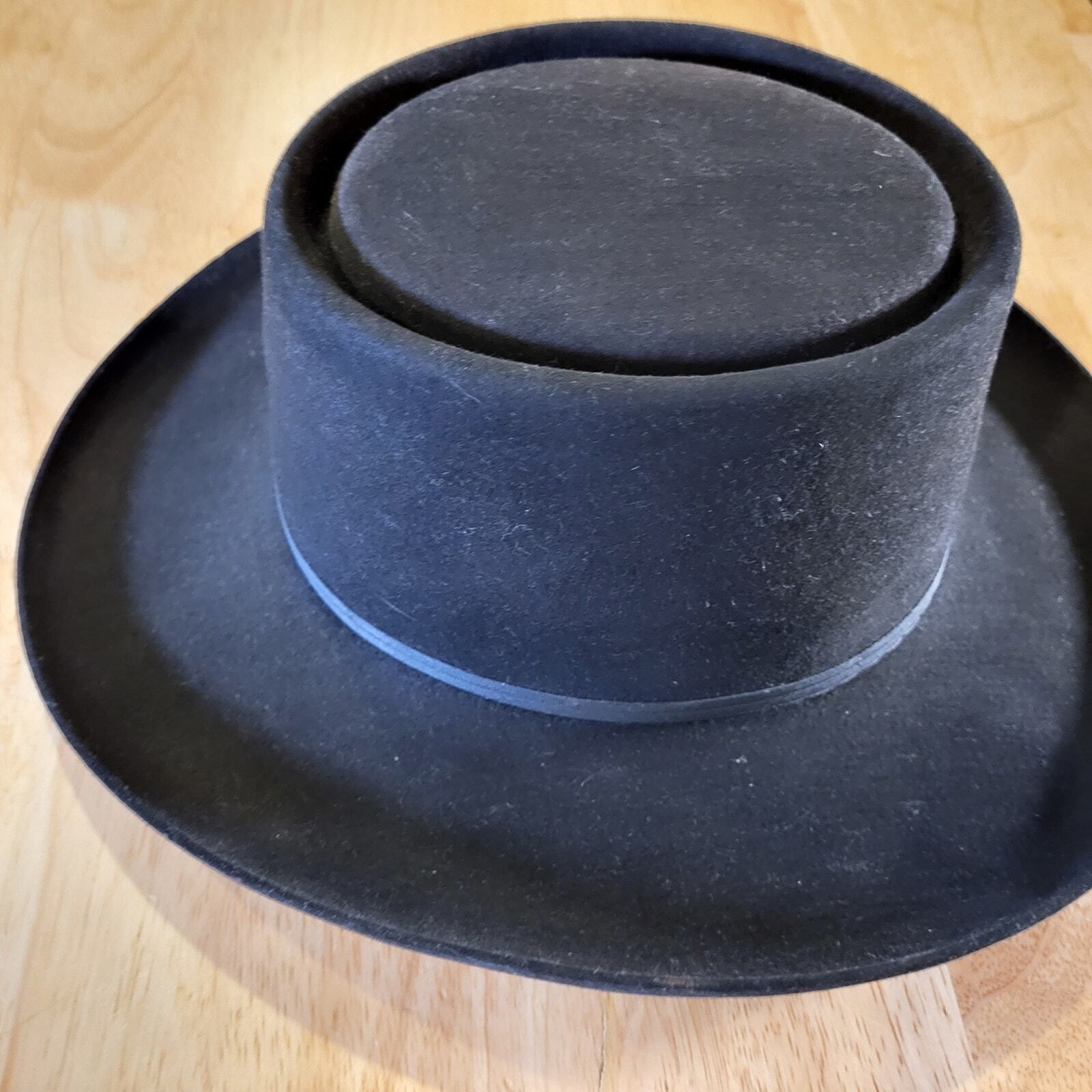 Resistol Gambler 6 7/8 Black Wester Hat Felt Wide Brim With Box Very Clean 