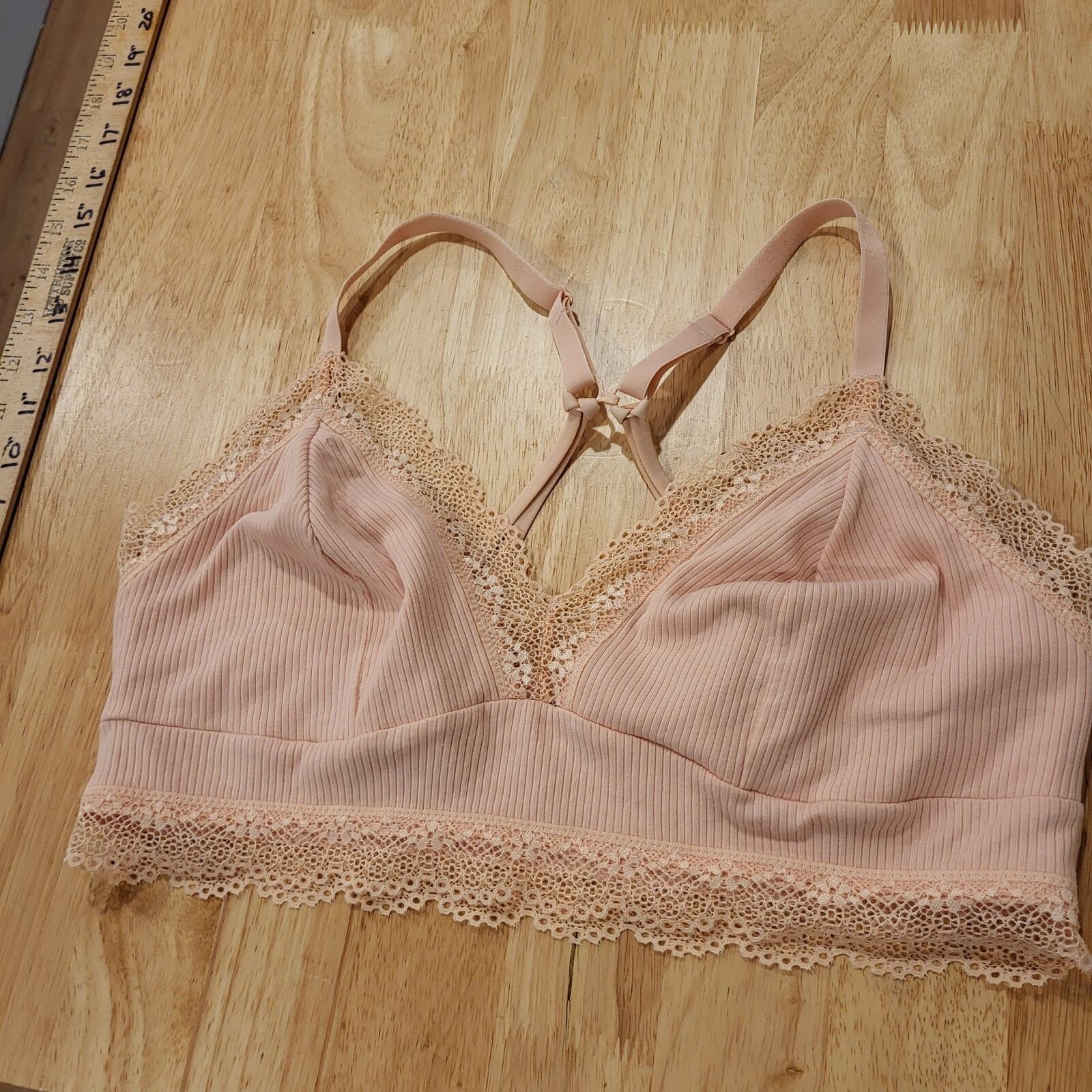Colsie Peach Lace Bralette Adustable Straps XL Cotton 30" 