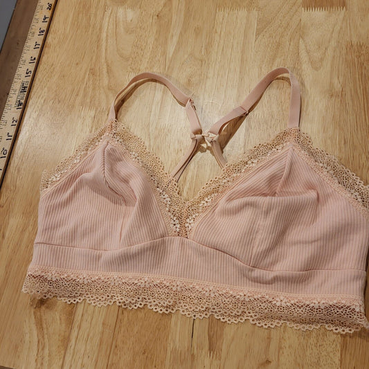 Colsie Peach Lace Bralette Adustable Straps XL Cotton 30" 