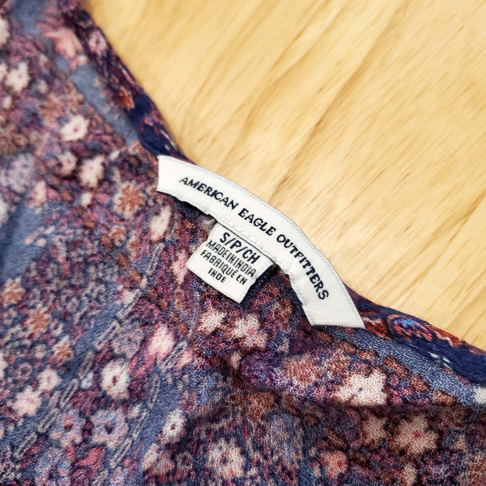 American Eagle Outfitters Purple Floral Long Bell Sleeve Romper Short Small 