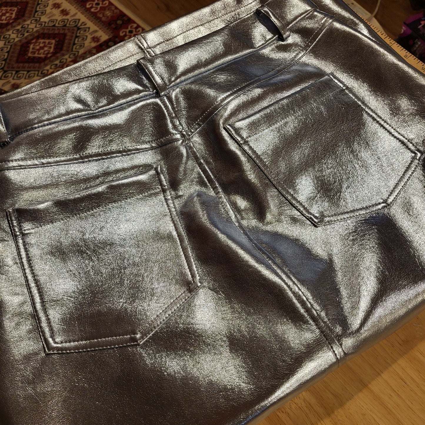 Nwt House of Harlow metallic pleather skirt & top set Large 32" Waist 19" p2p