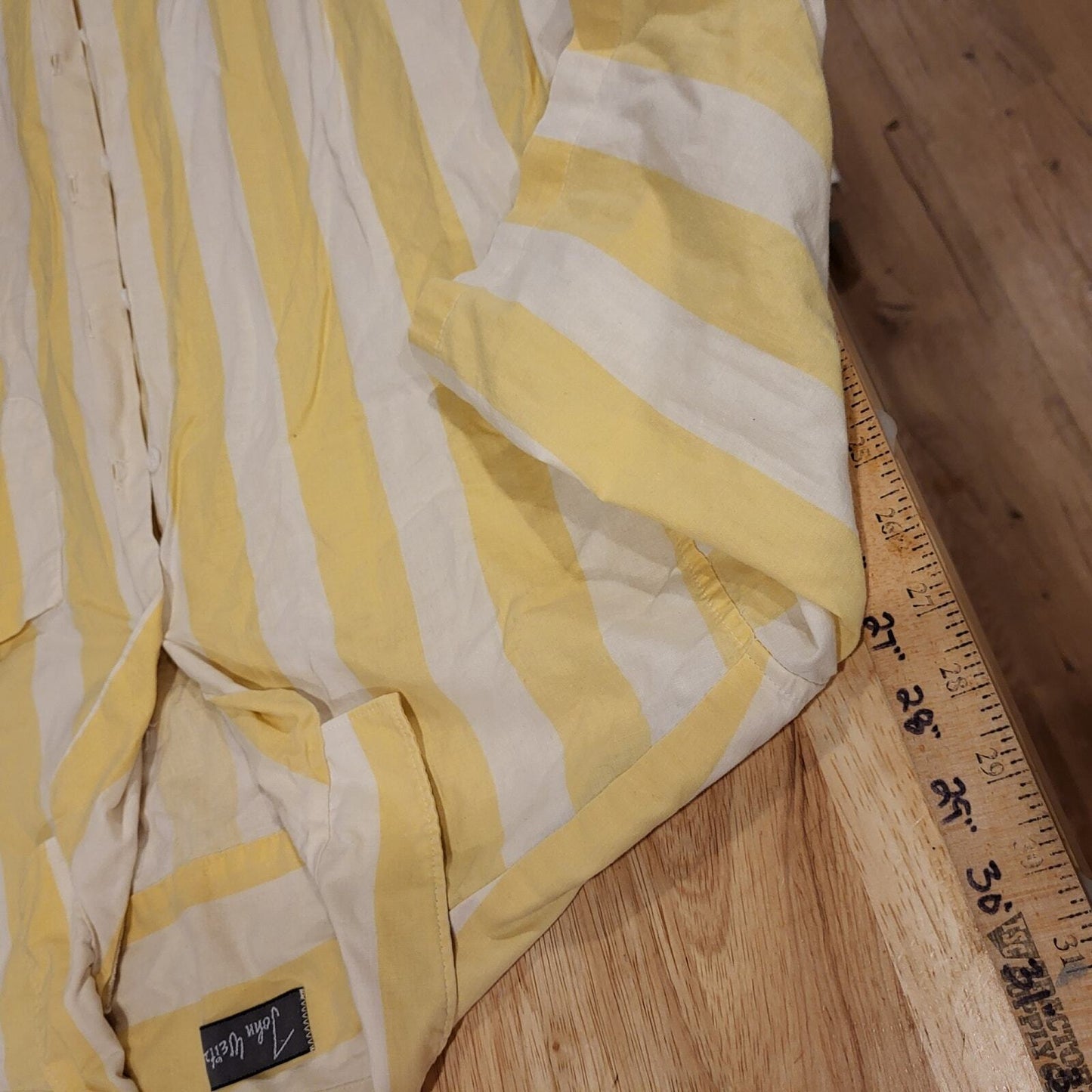 John Weitz Yellow & White Striped Classic Button Down Collared Cotton XL 