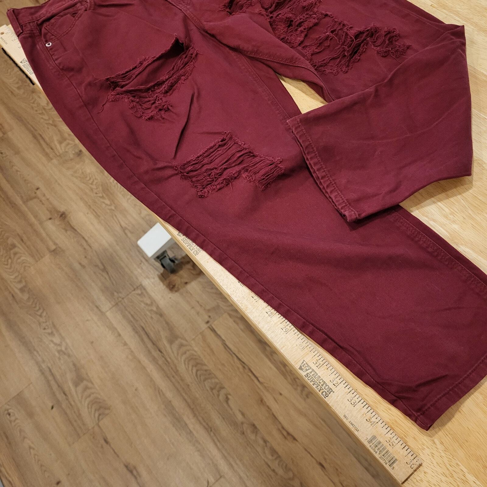 Maroon American Eagle Outfitters Mom Jeans Size 12 Short Distressed Knee Detail