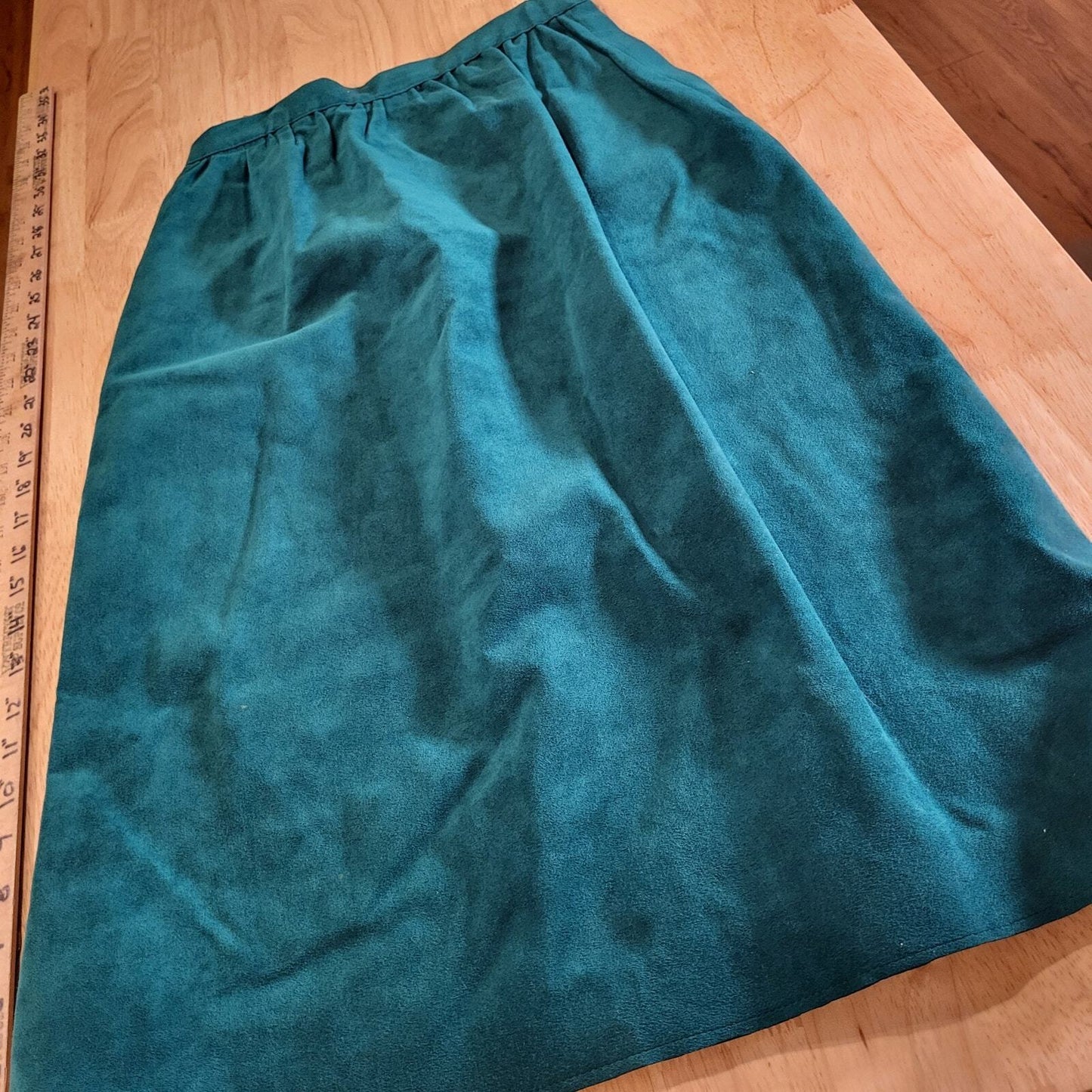 Vintage Suede Pencil Skirt Turquoise 24" Waist 27" Long