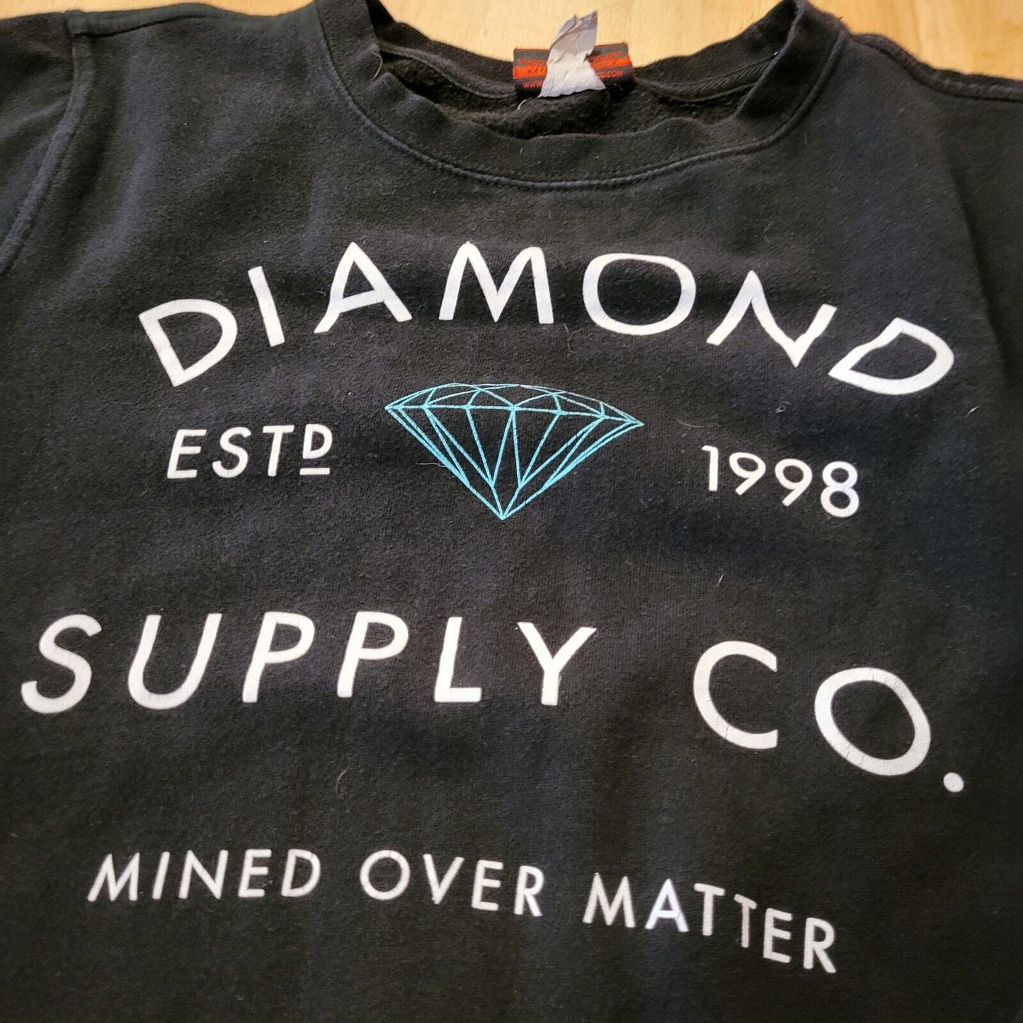 Diamond Supply Company Black Pullover Sweatshirt 19" P2P 21" Long small