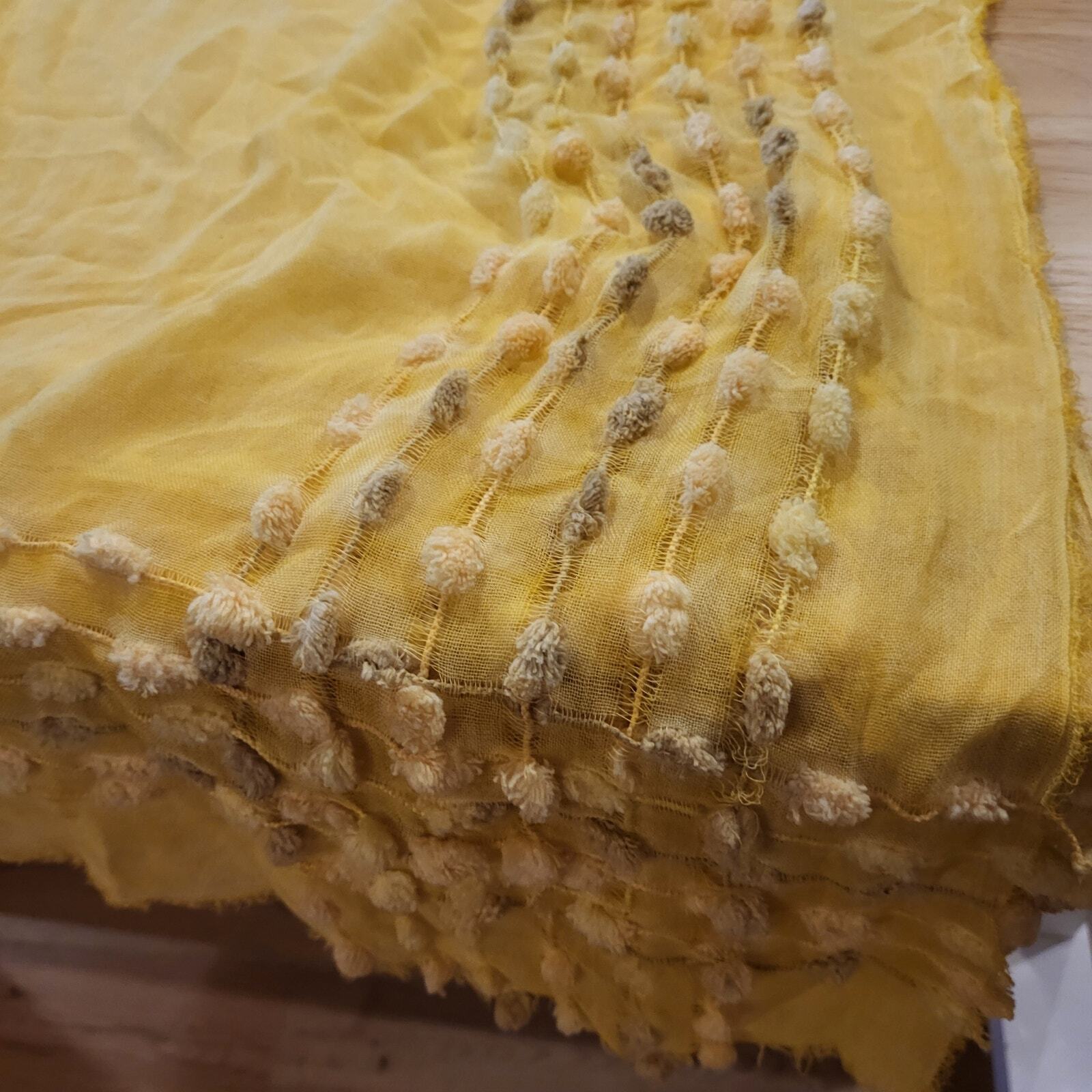 Yellow Accessory St Beach Cover Sheer Pom Pom Embellishment Viscose O/S