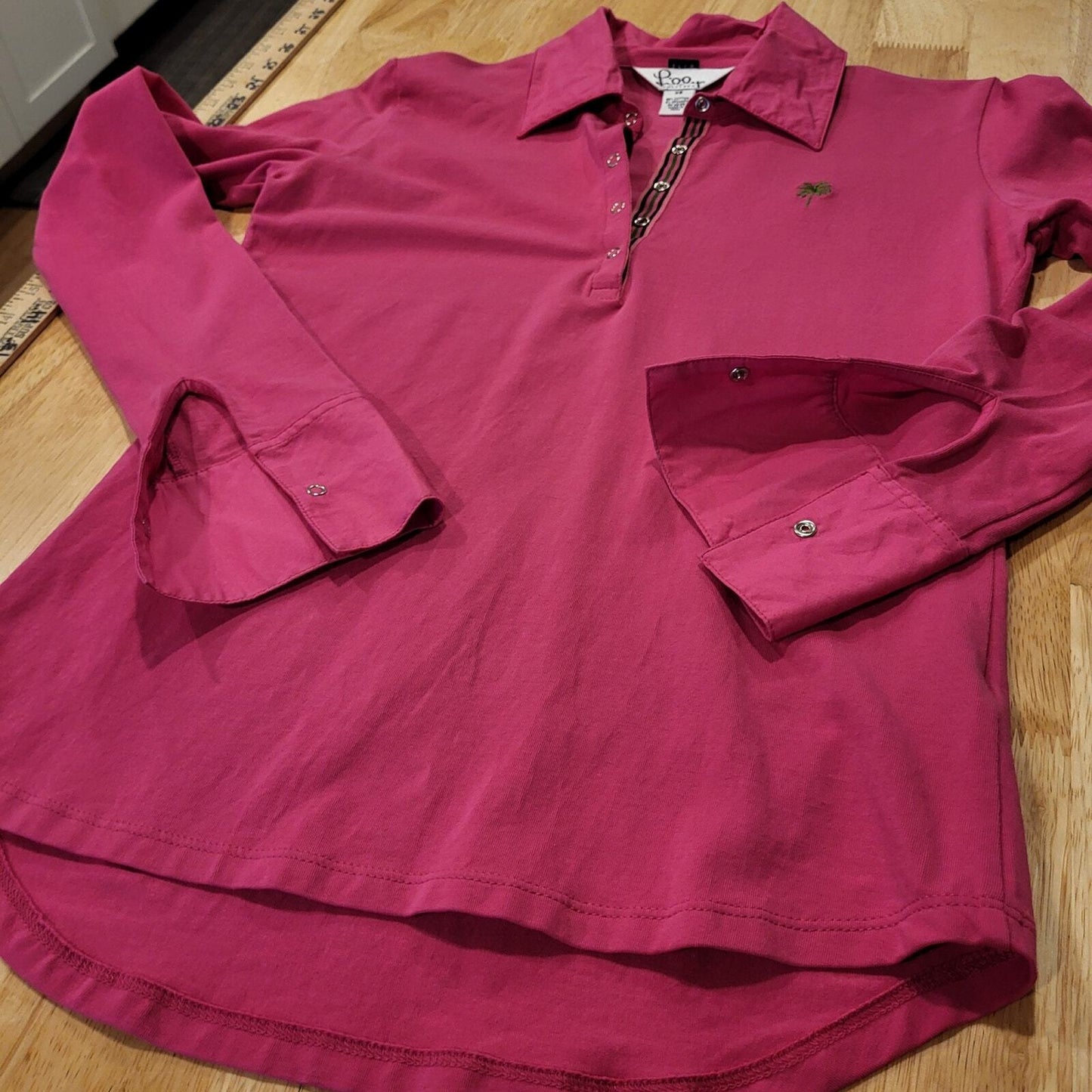 Lilly Pulitzer Pink Long Sleeve Golf Polo contrast detail small