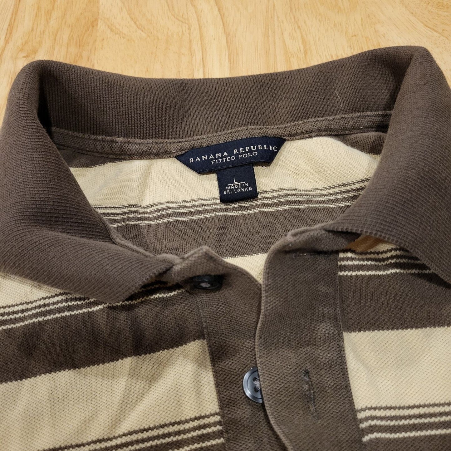 Large knit Banana Republic Polo brown and beige stripes 22" pit to pit