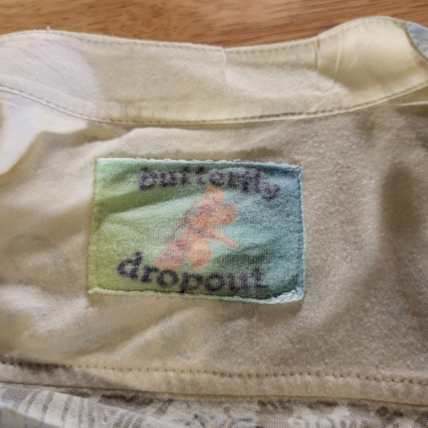 Butterfly Dropout Vintage Burnout Jersey Button Down Collared y2k Roses Birds 