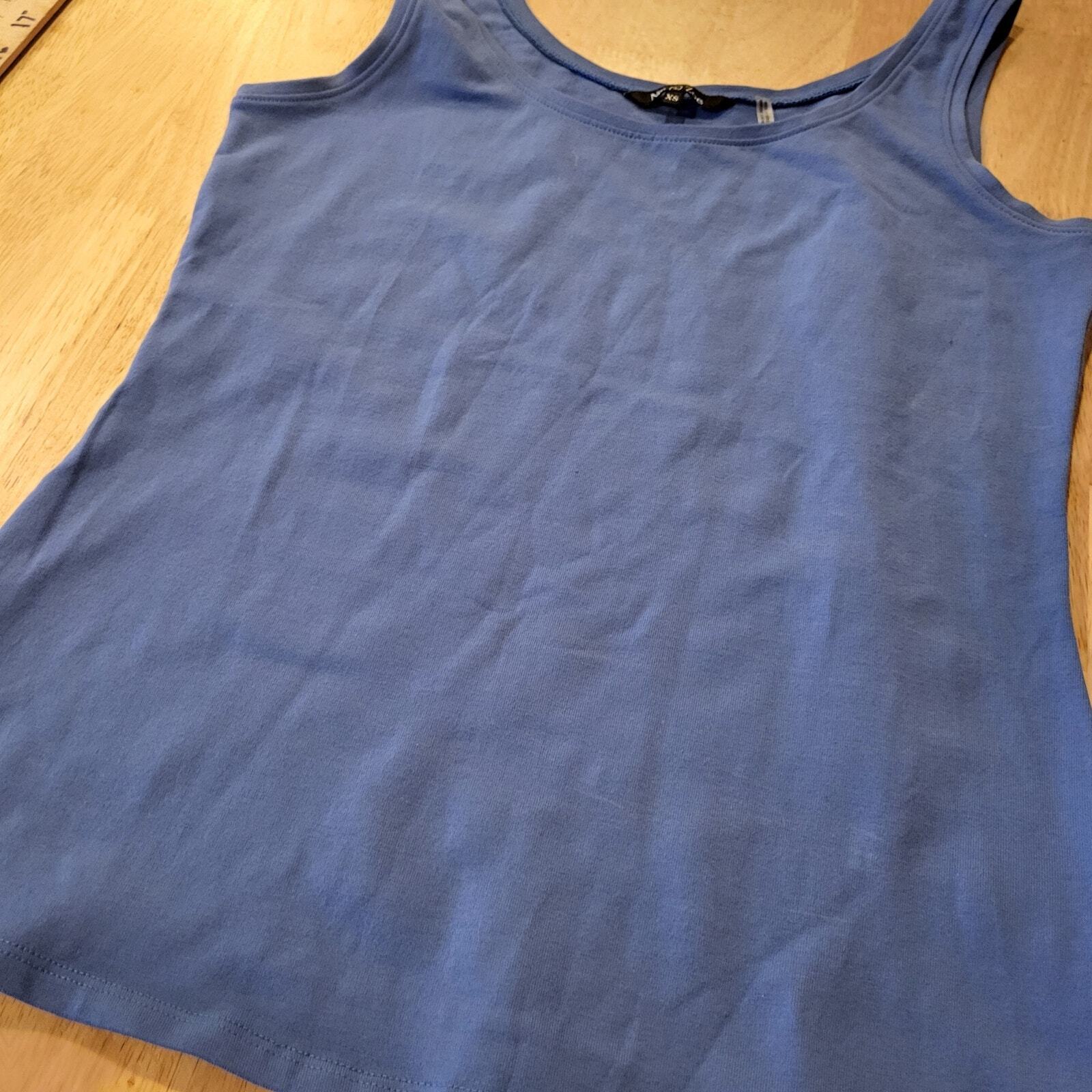 Nic+Zoe Blue Cotton Tank Top Stretch Knit cotton/spandex 14" p2p 21" long