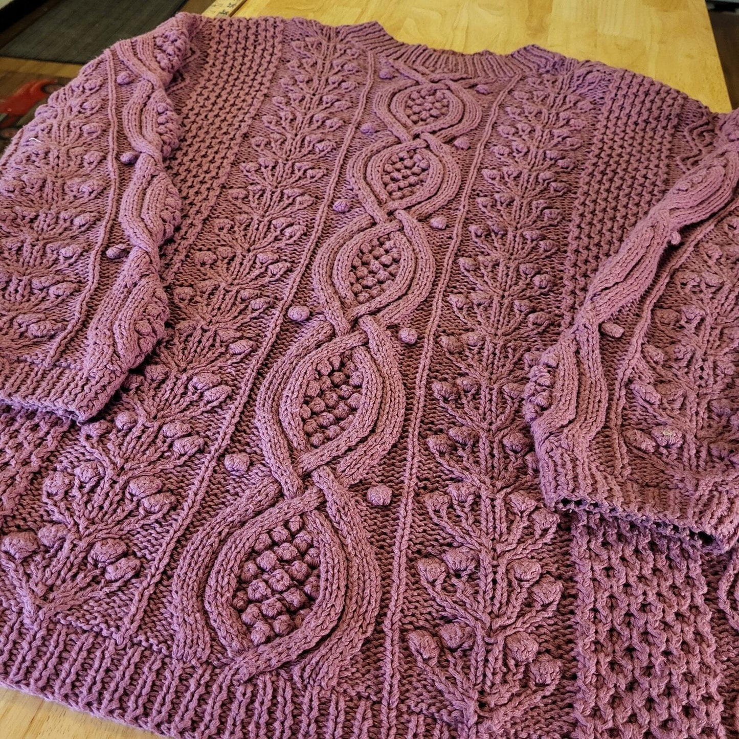 Vintage Express Tricot Handknit 55% Ramie 45% Cotton Pink Oversized Shoulder Pad