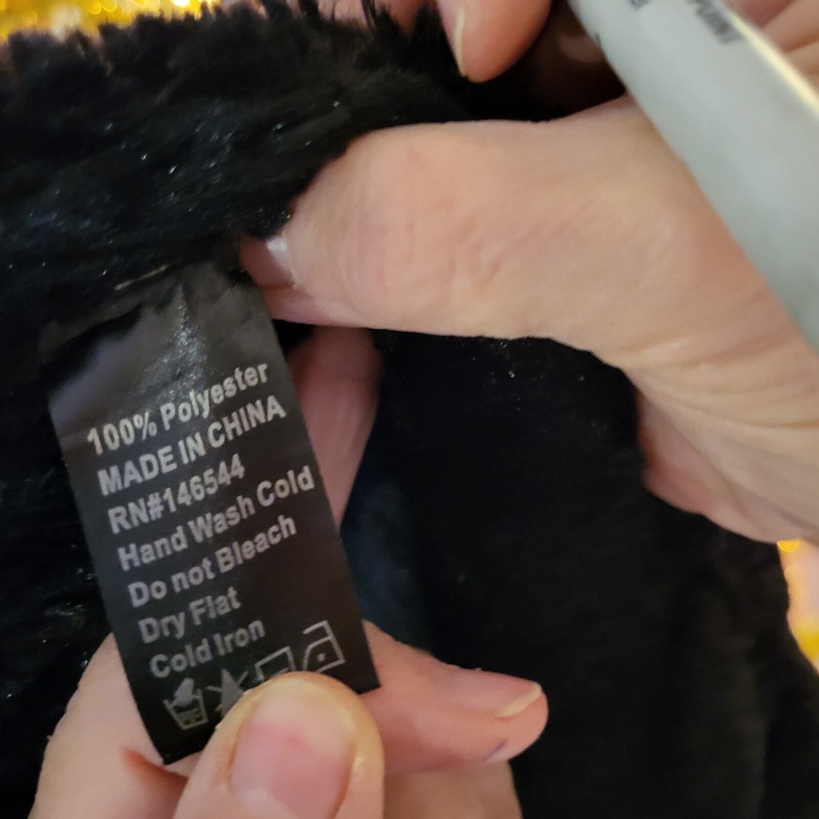 Black Faux Fur Soft Fussy Hooded Cape Formal Opera 