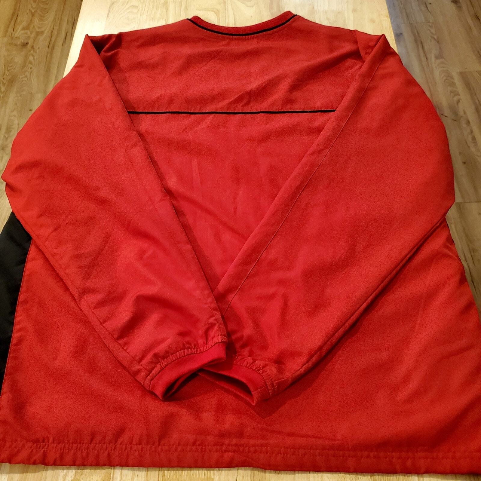 Vintage Starter V Neck Pullover Red Pockets Drawstring Hem Athletic XL