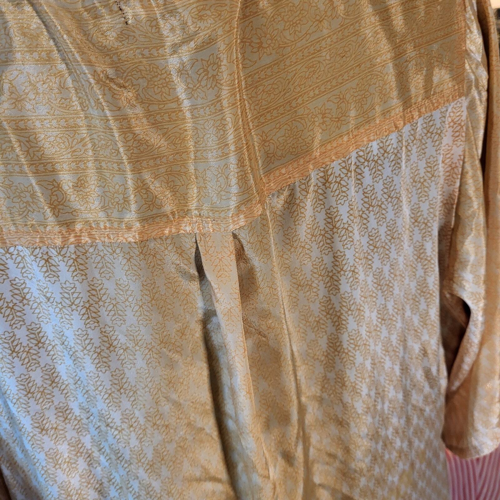 Silky Gold Bohemian Coverup Robe Pockets Long 