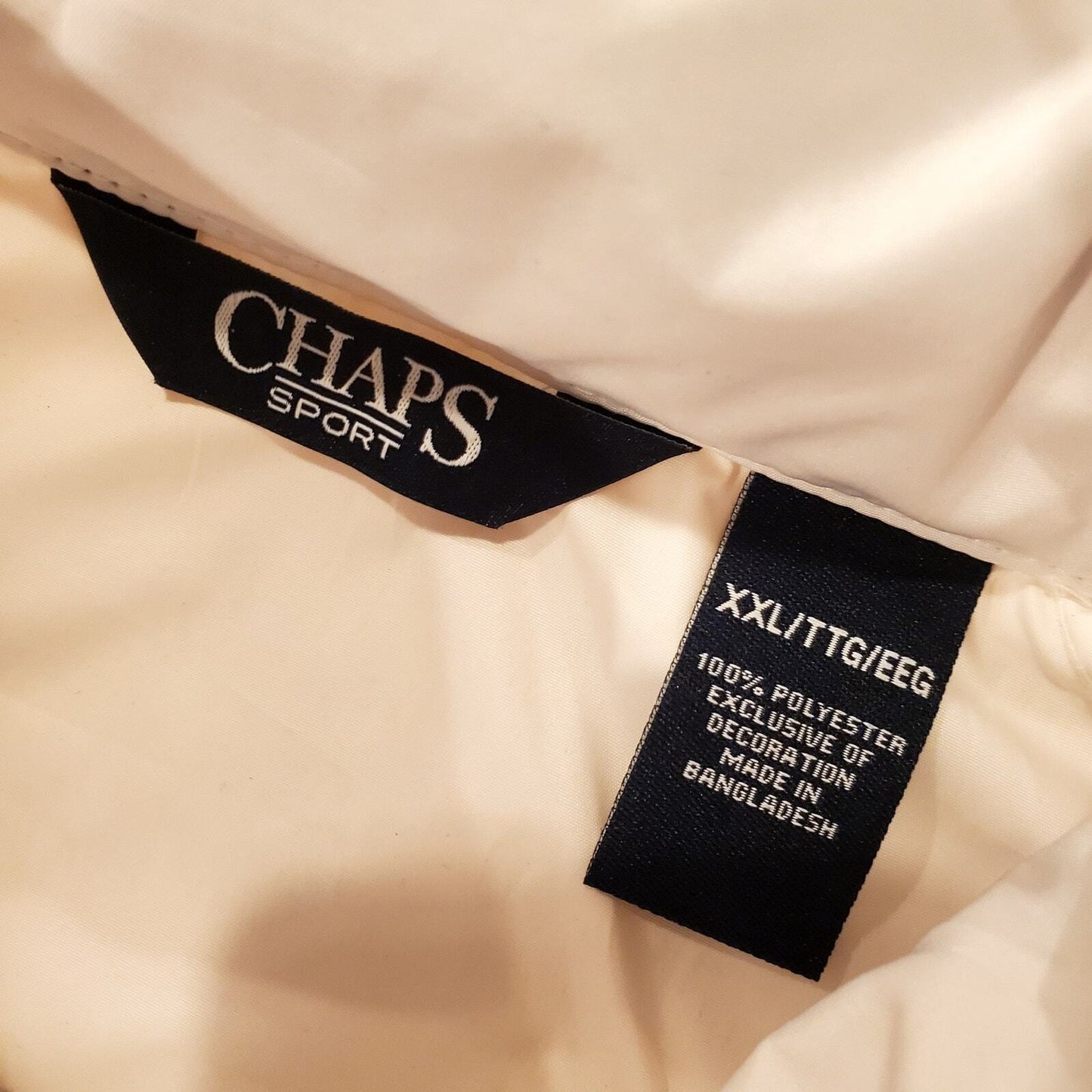 Chaps Sports Full Zip White Hidden Hood Wind Breaker XXL