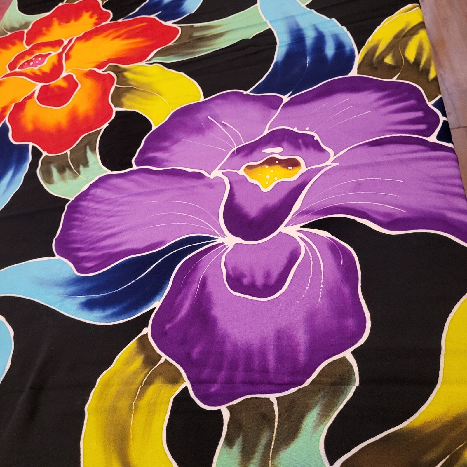 Floral Batik Beach Wrap Scarf Shawl Coverup 45"x64"