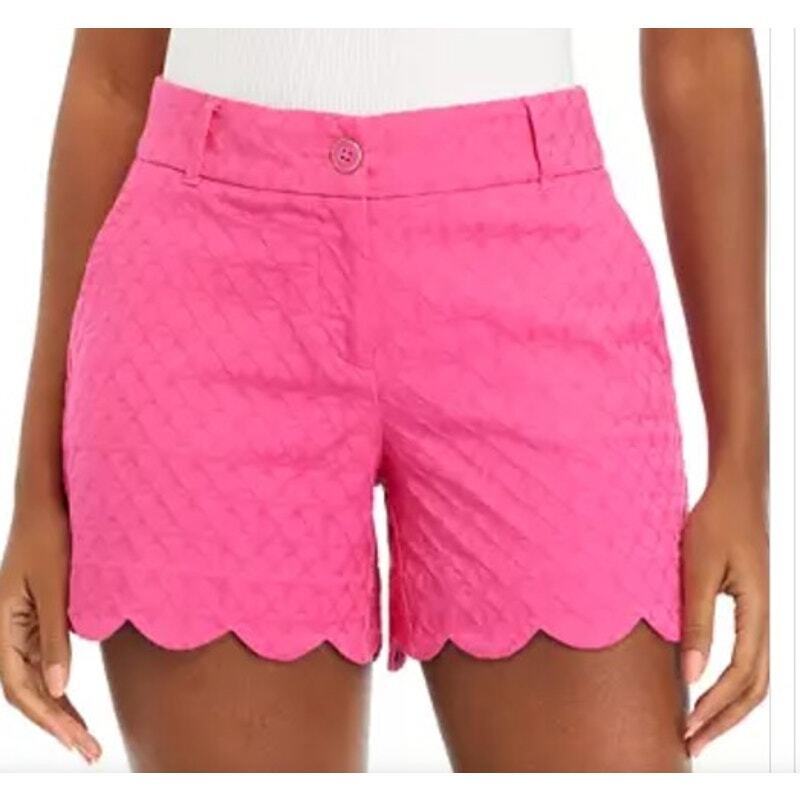 NWT Pink Crown & Ivy Scalloped Edge Shorts Textured Cotton Size 12