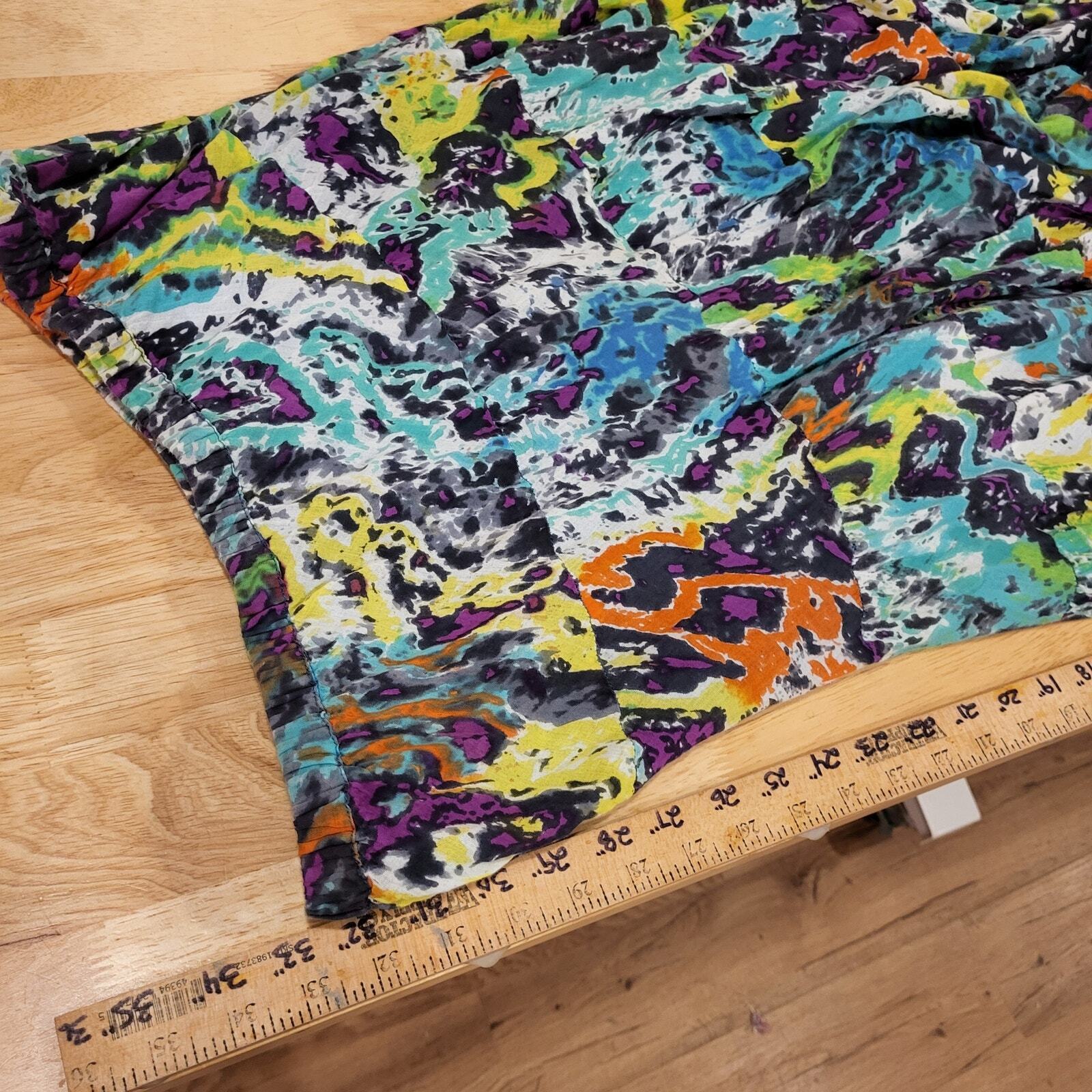 Lot of 2 Hippie Skirts Cotton Peasent Elastic Waist Long Bohemian Medium