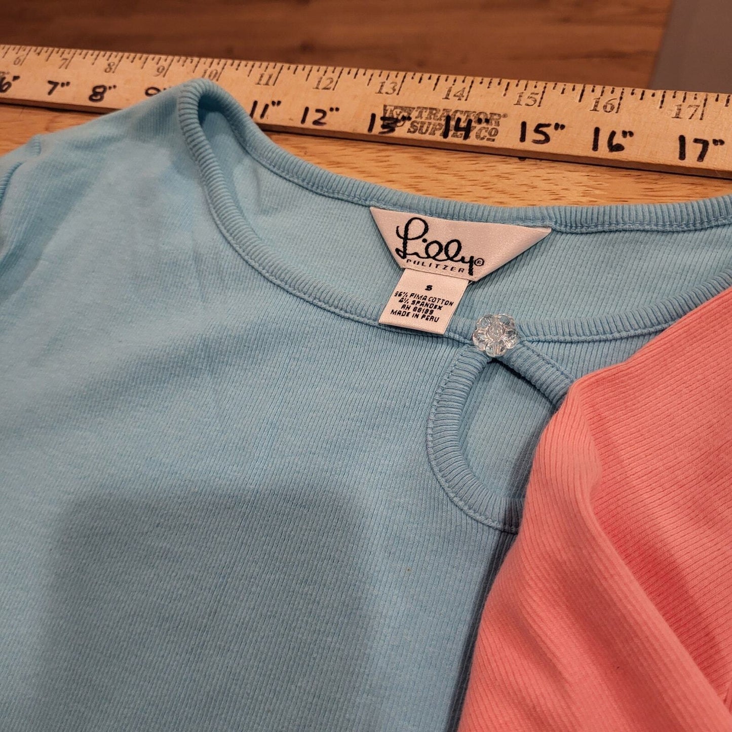 Lilly Pulitzer Lot of Two 3/4 Sleeve Keyhole Tee Shirt Button Detail Small