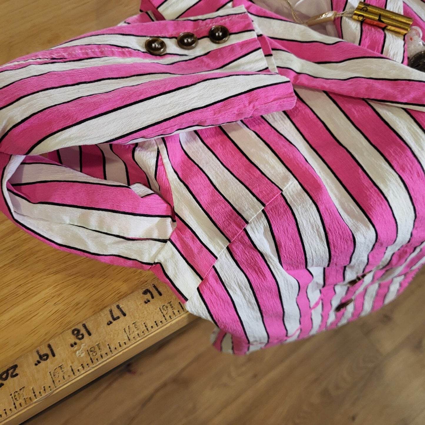 NWT Lauren Conrad Neon Pink Striped Blazer vibrant Colorful Pockets Lined Sm