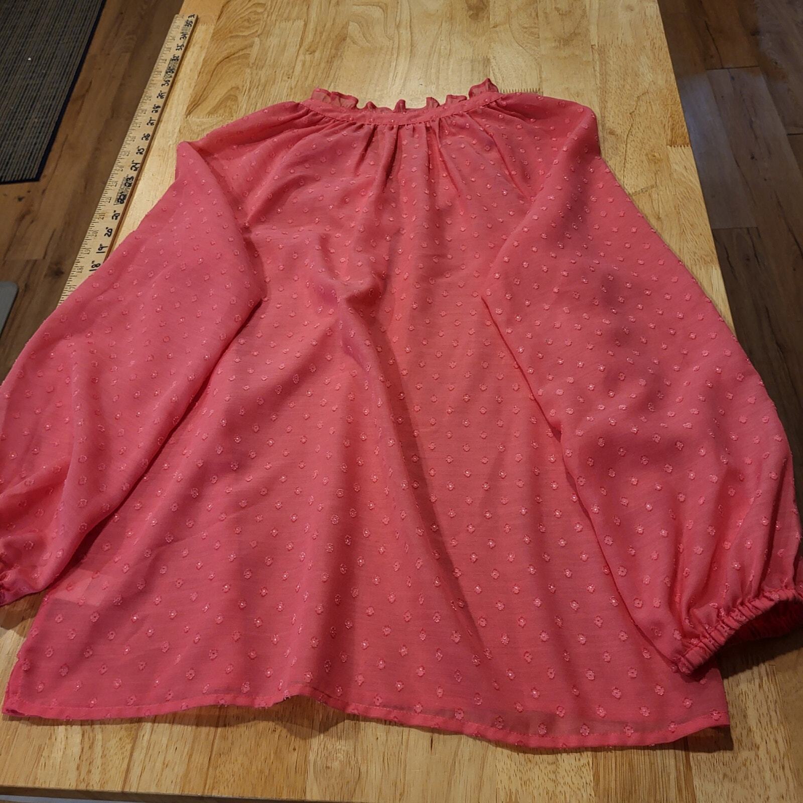 Lilly Pulitzer Pink Ruffle Button Collar Puff Sleeve Polka Dot Blouse S