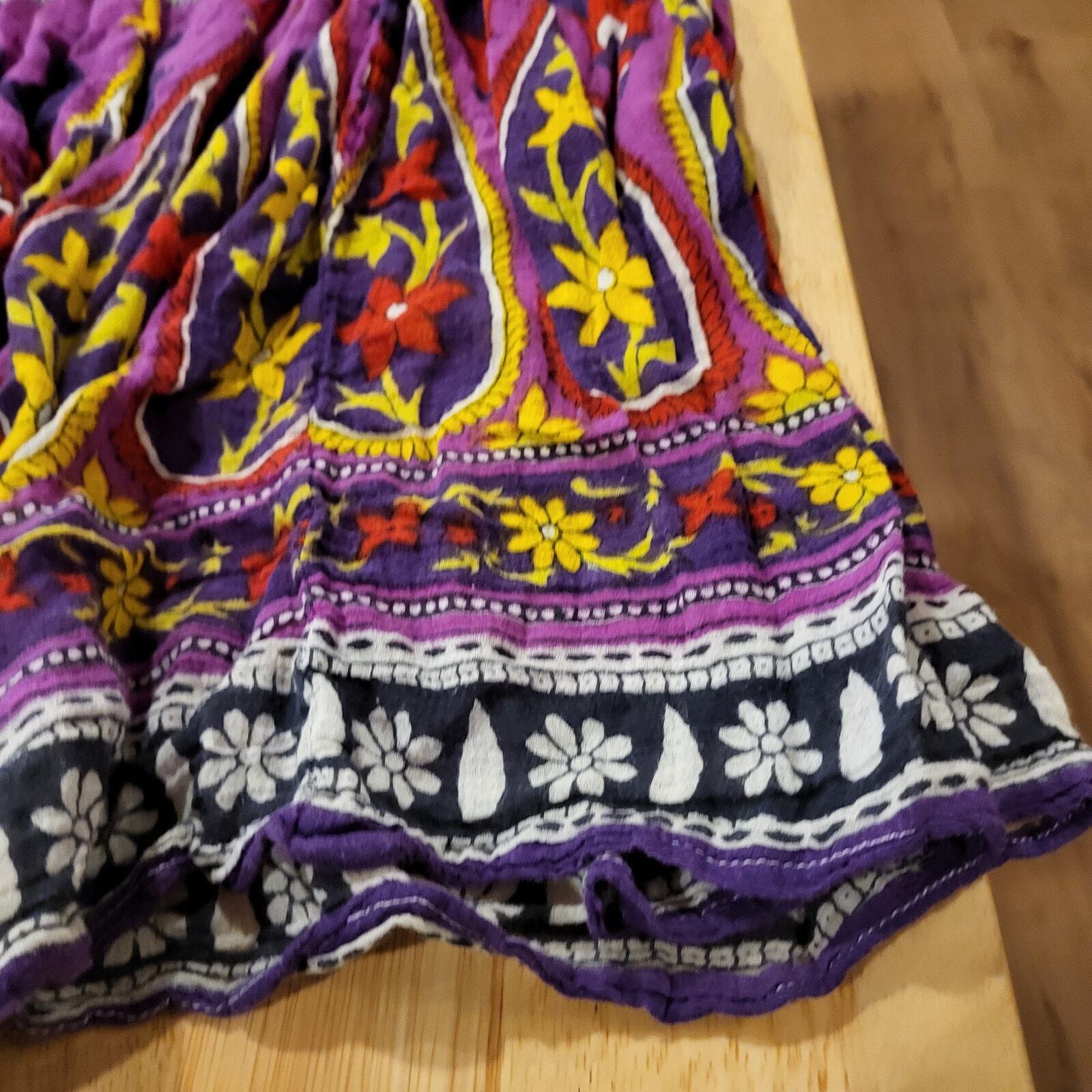 Lot of 2 Hippie Skirts Cotton Peasent Elastic Waist Long Bohemian Medium