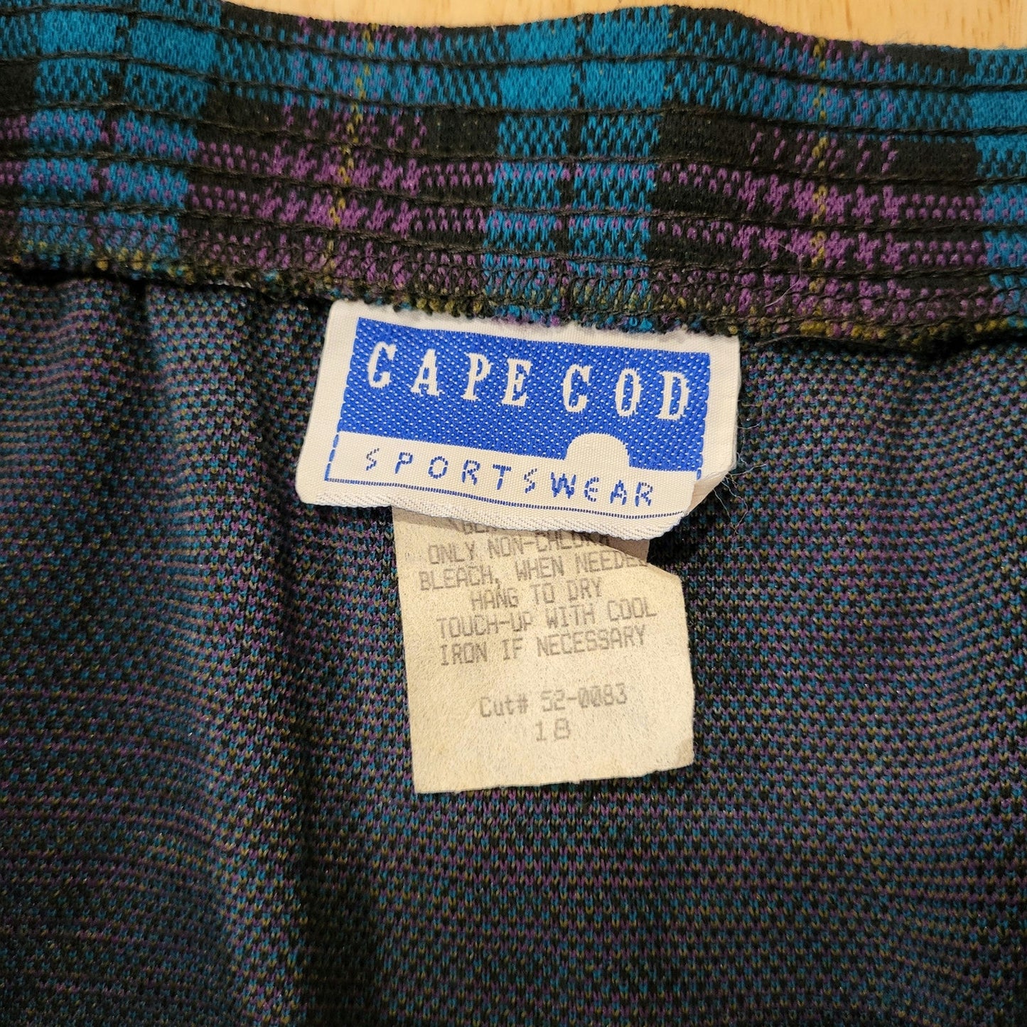 Vintage Tartan Plaid Purple Turquoise Knee Length Elastic Waist Gold Chain SZ18