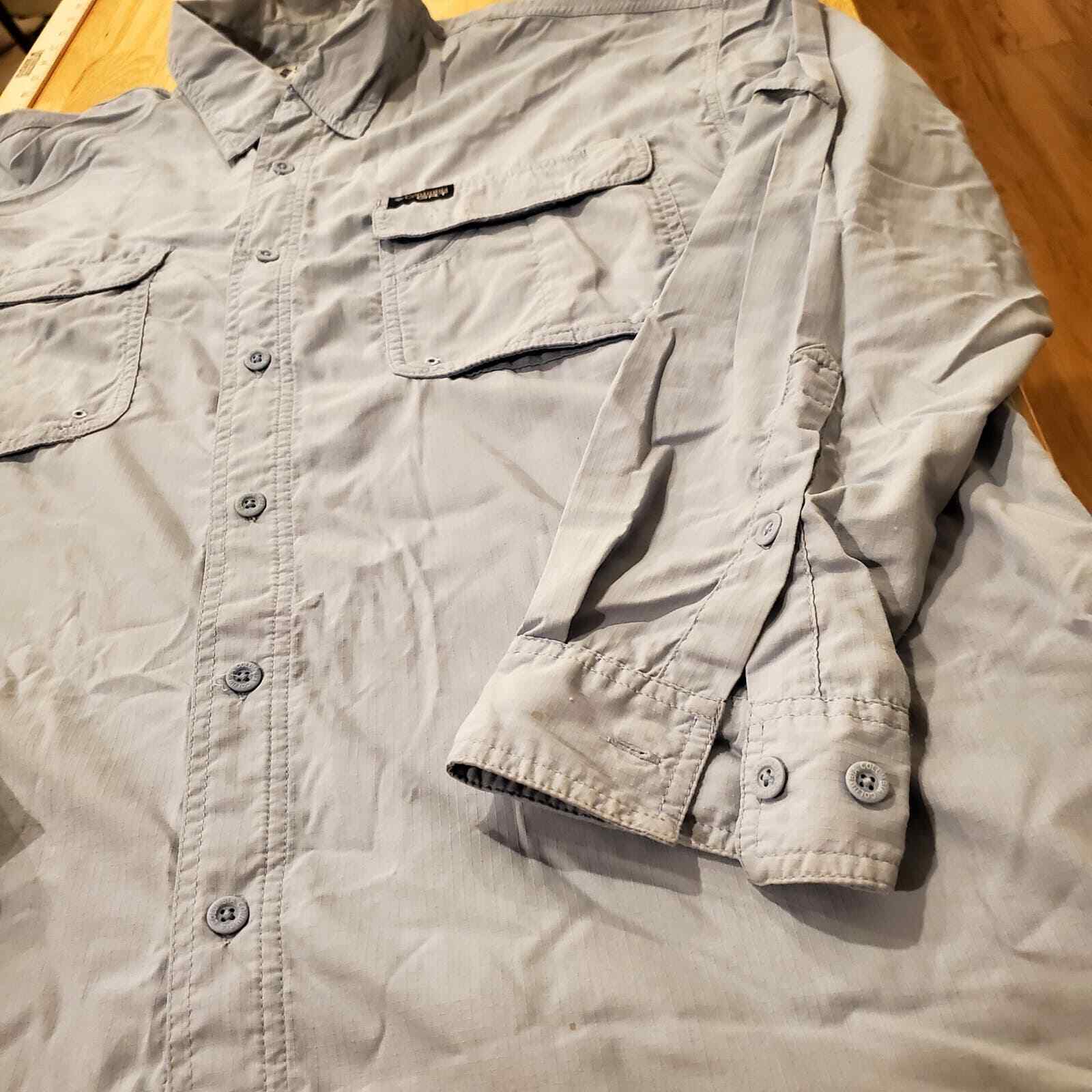 Blue Columbia GRT Long Sleeve Nylon/Polyester Button Down XL