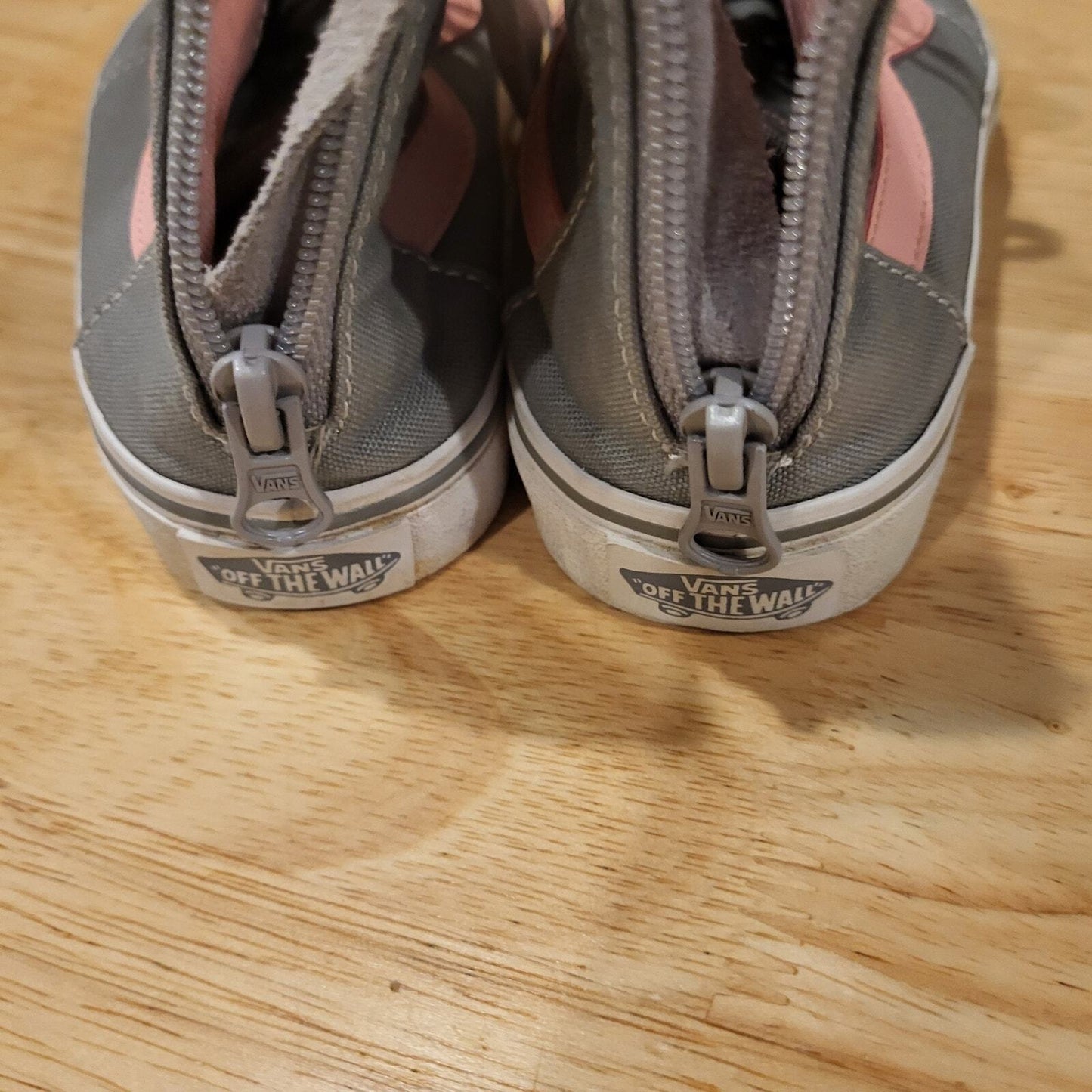Girls Grey and Pink Vans Sk8 Hi Zip Back 13.5 Sneakers