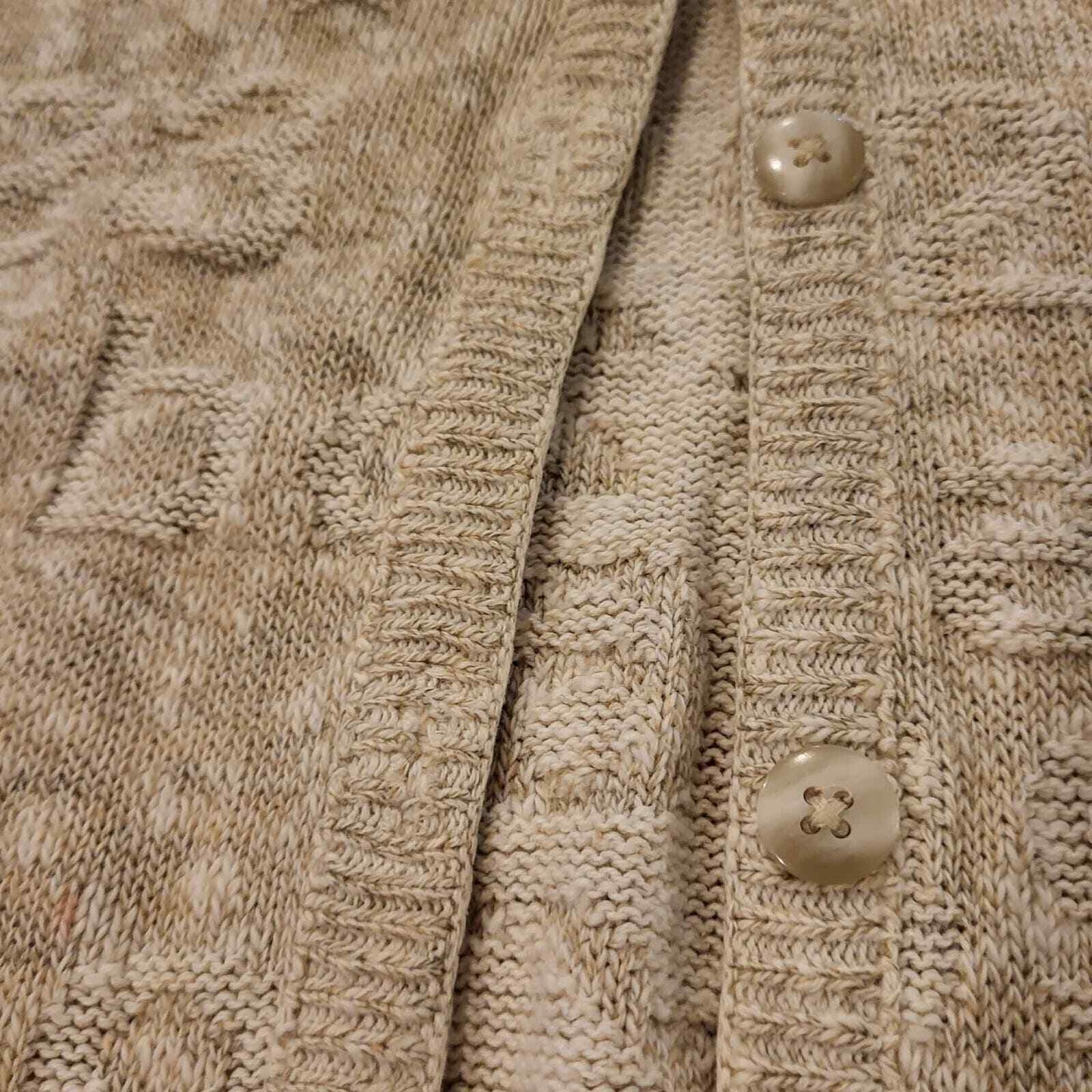 Vintage Sweater School Teacher Theme Embossed ABC 123 Beige Cardigan Large USA