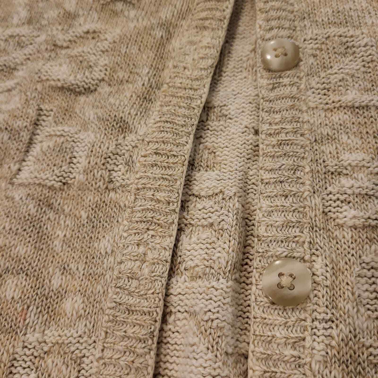 Vintage Sweater School Teacher Theme Embossed ABC 123 Beige Cardigan Large USA