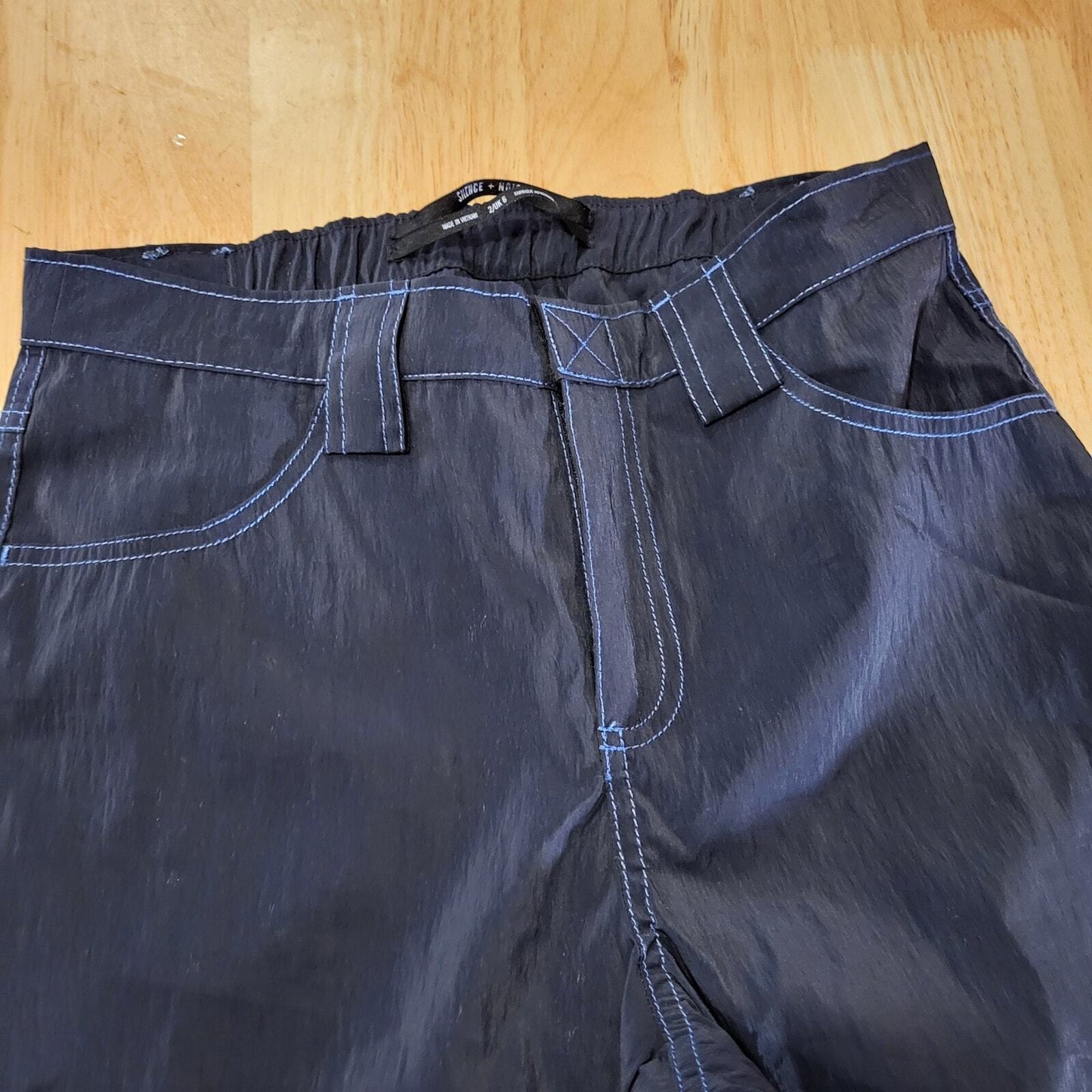 Silence+ Noise Size 2 Blue Nylon Y2K Pants 30" Inseam 26" Waist Flare 