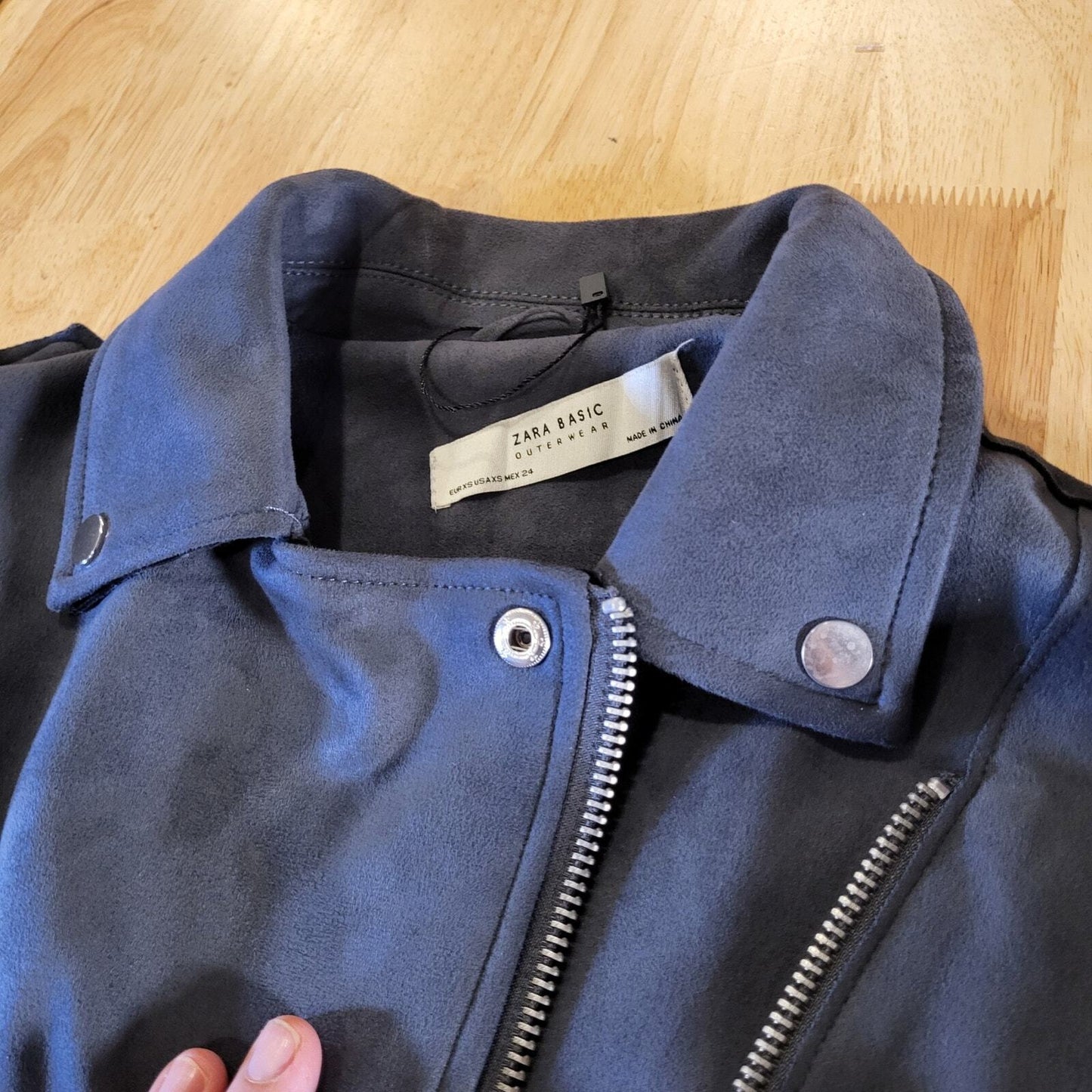 Zara Basic Suede Grey Motorcycle jacket Silver Hardware xs