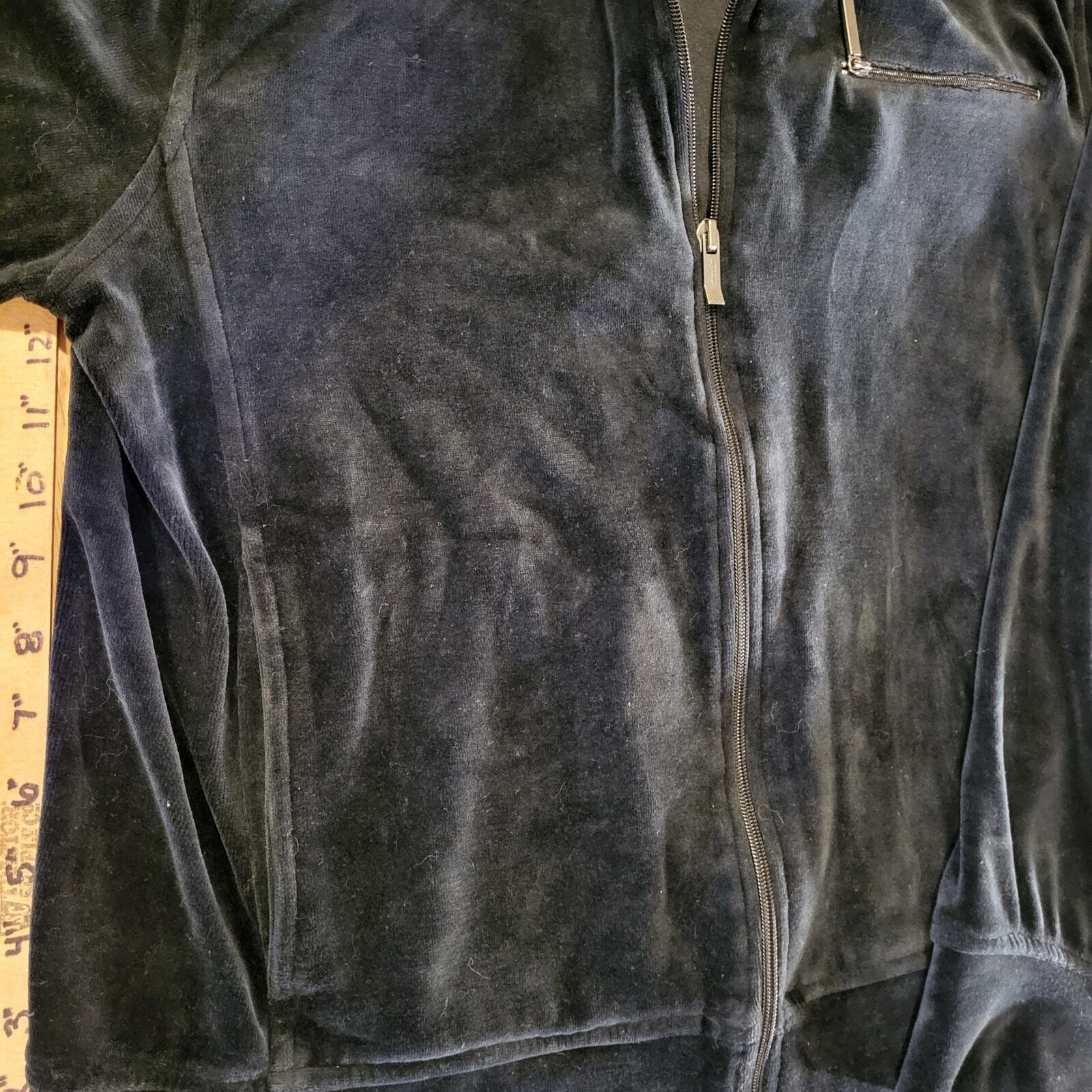 Black Terry Full Zip DKNY Track Jacket Cotton Blend Medium