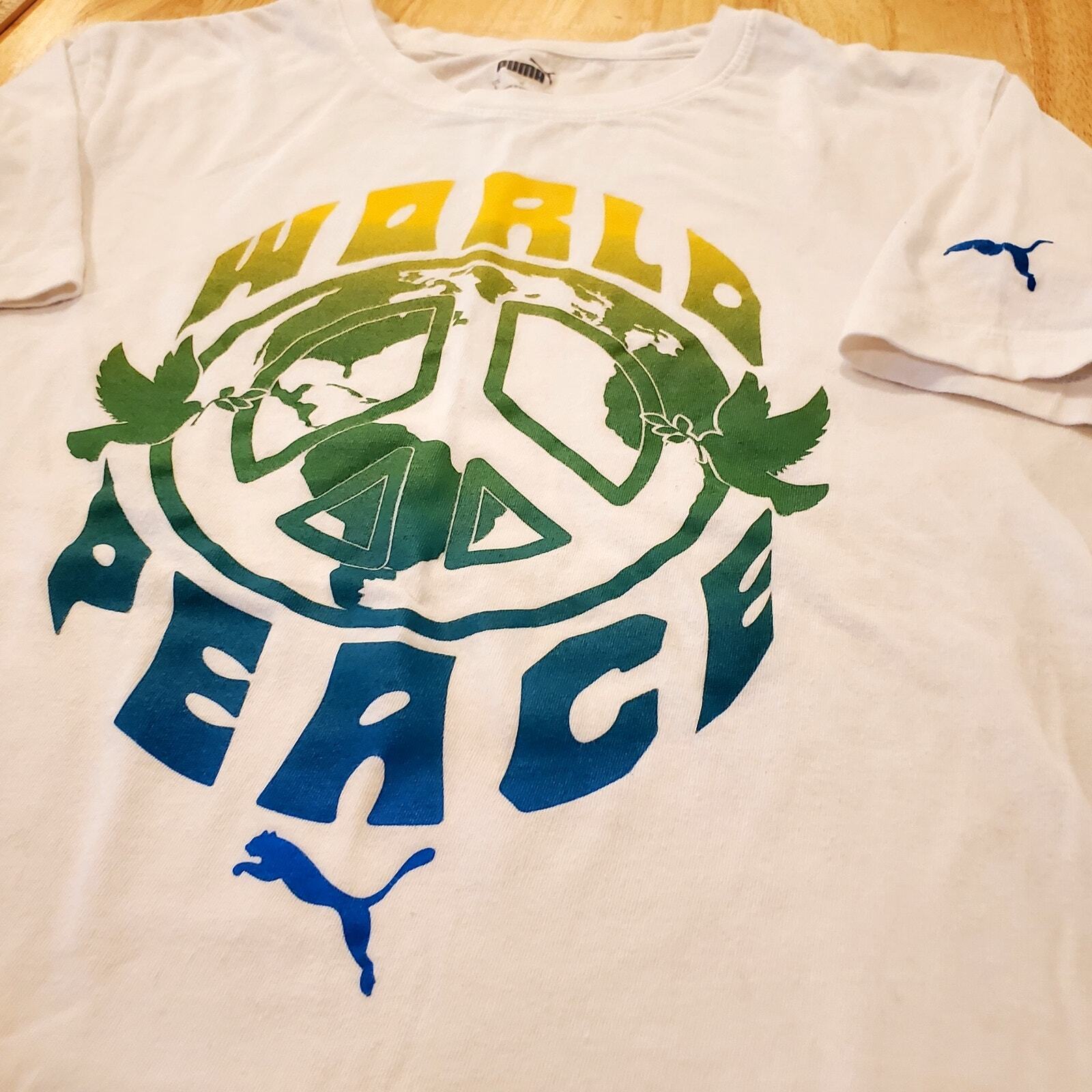 Puma World Peace Tshirt Large White Colorful