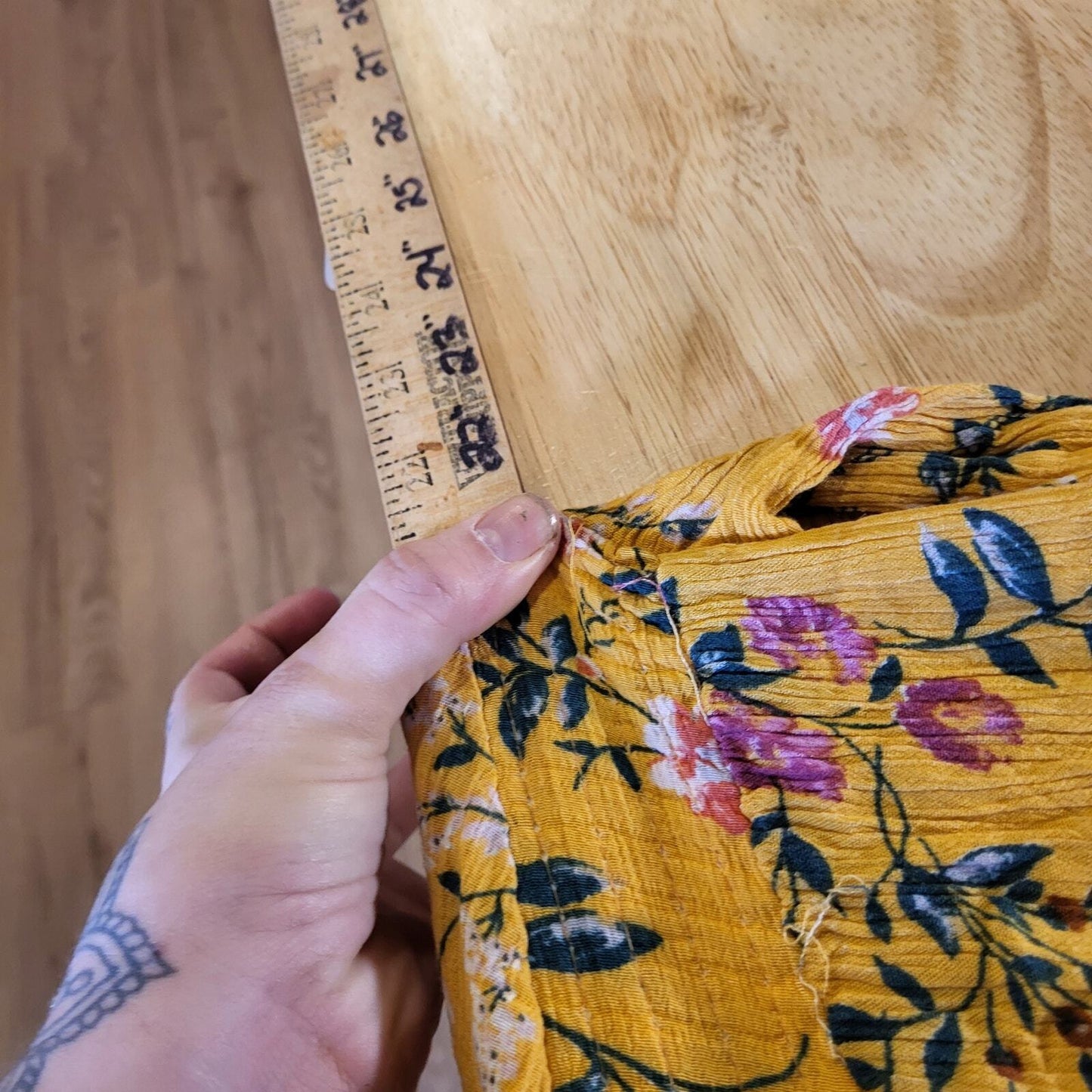 Yellow Floral V Neck Flow Flutter Sleeve 12"-22" Waist Tie Maxi Dress