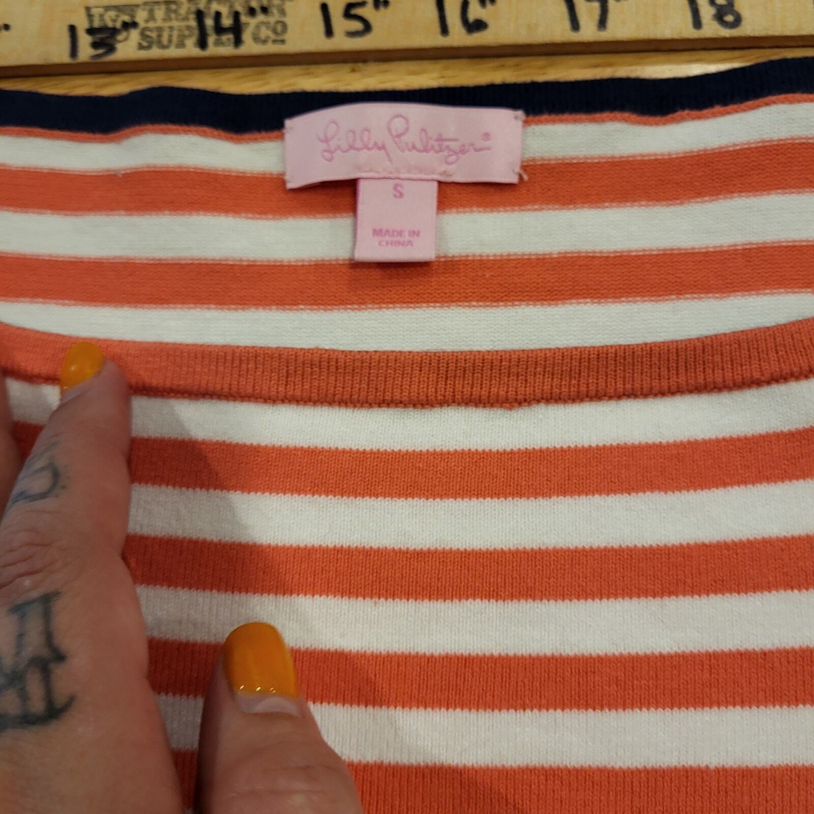 Lilly Pulitzer Lot of 2 Striped Color Blocked Sweaters Blue Green Salmon White S