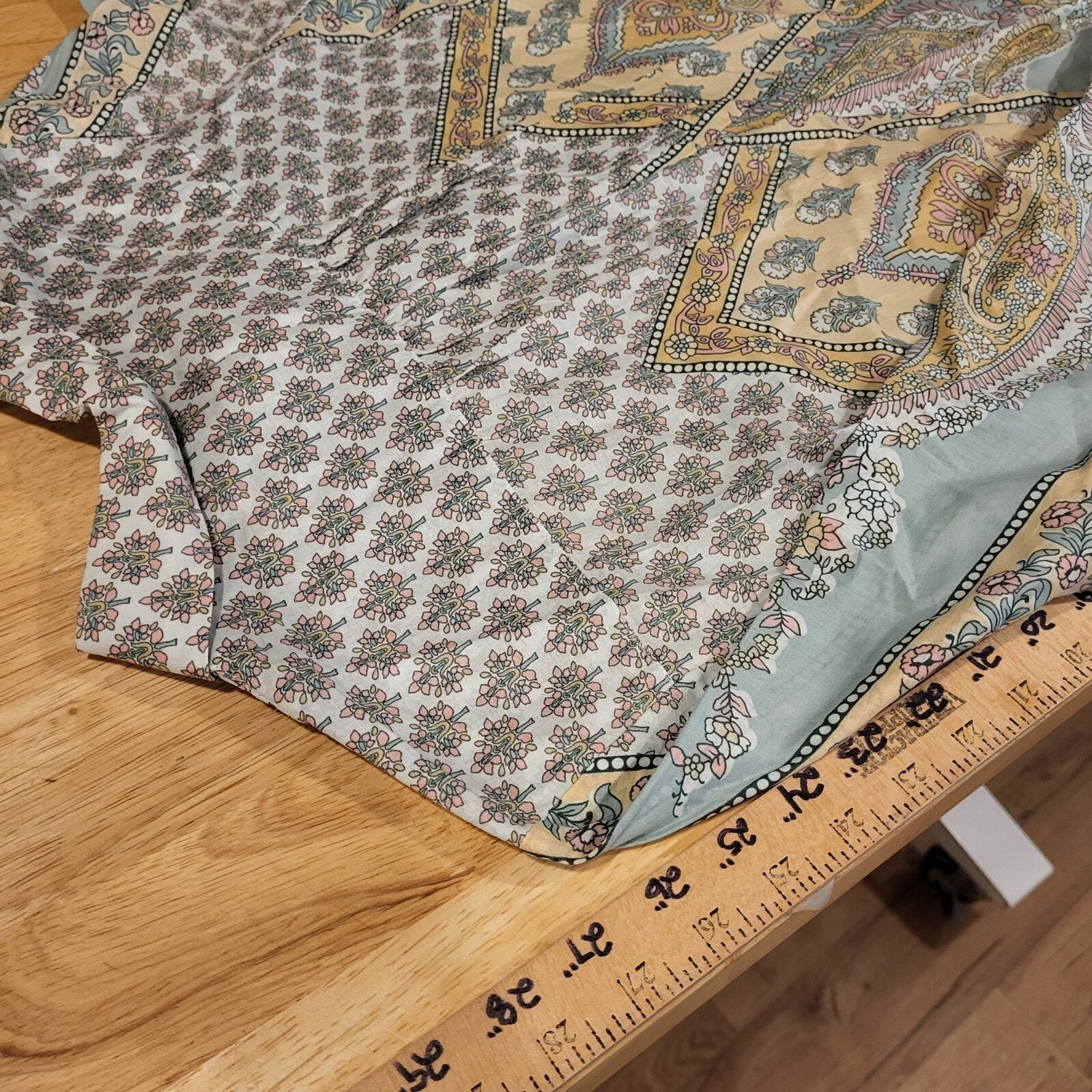 Soft Surroundings Voile Tabitha Tunic Blouse Paisley Petite Medium Collared