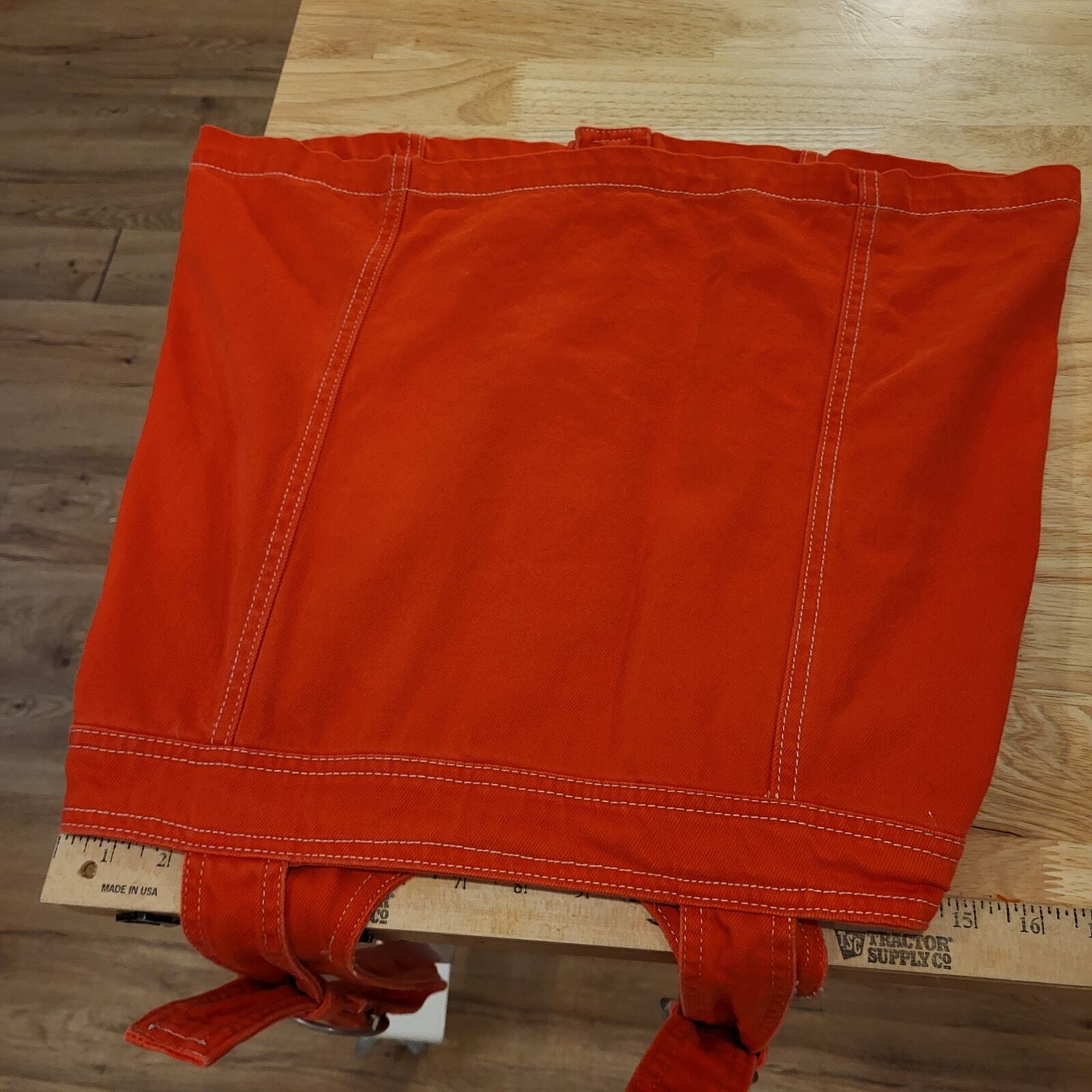 Medium Forever 21 Red Denim Pinafore Adjustable Buckle Overall Dress Pockets 