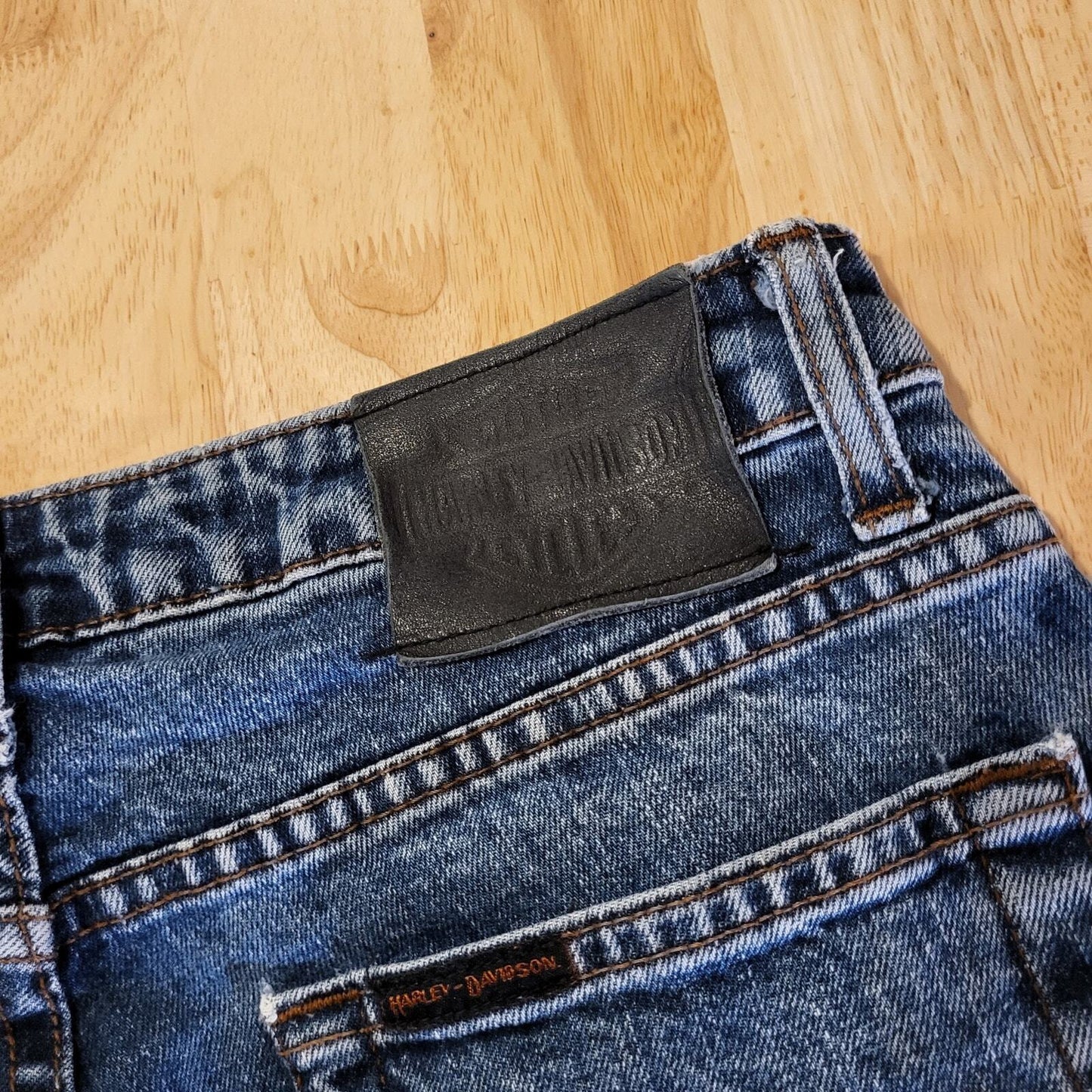 Harley Davidson Size 8 Boot Cut Medium Wash & Weight Denim Jeans 